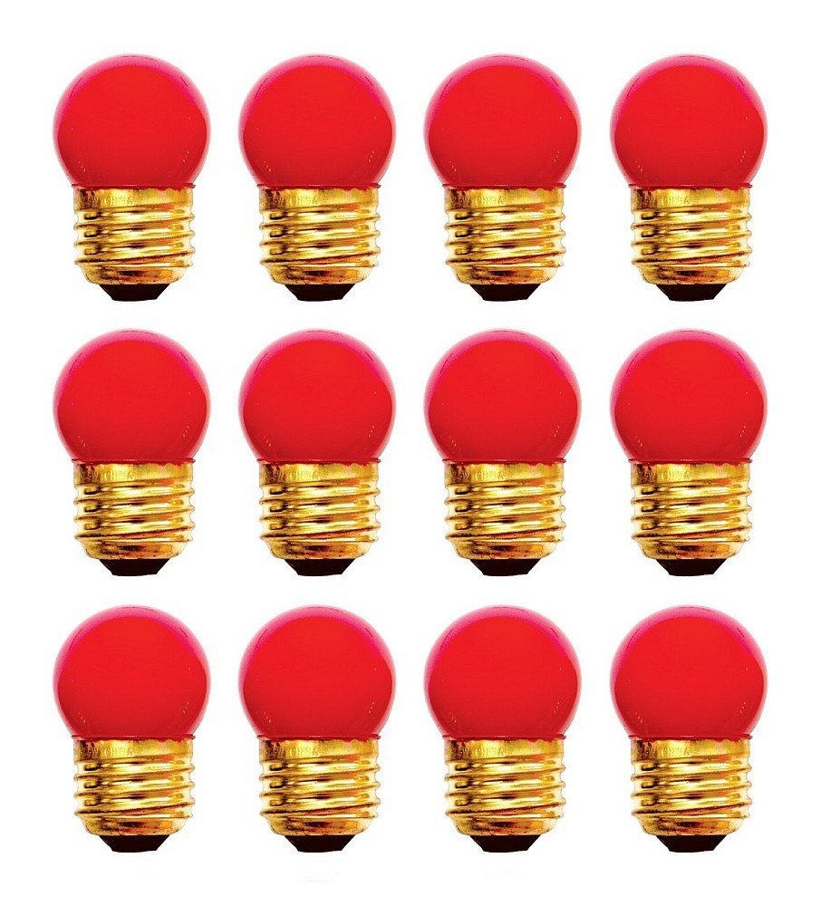 12 Qty. Halco 7.5W S11 Red Med 130V Halco S11Red7.5C 7.5W 130V Incandescent Ceramic Red Lamp Bulb
