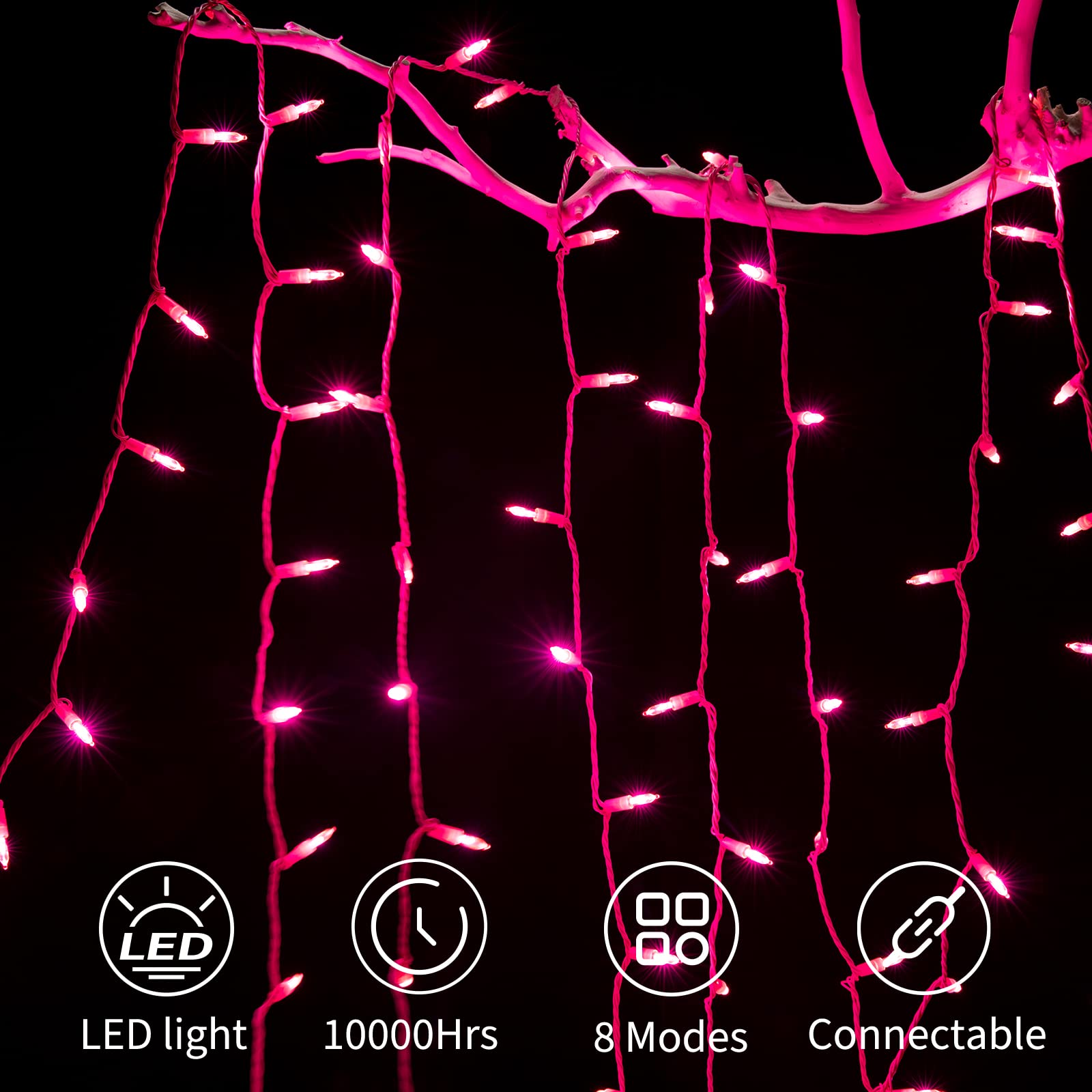 Minetom Red Mini Christmas Lights - 100 LED Waterproof String Lights - 39 Feet - 8 Lighting Modes for Indoor Outdoor Decoration
