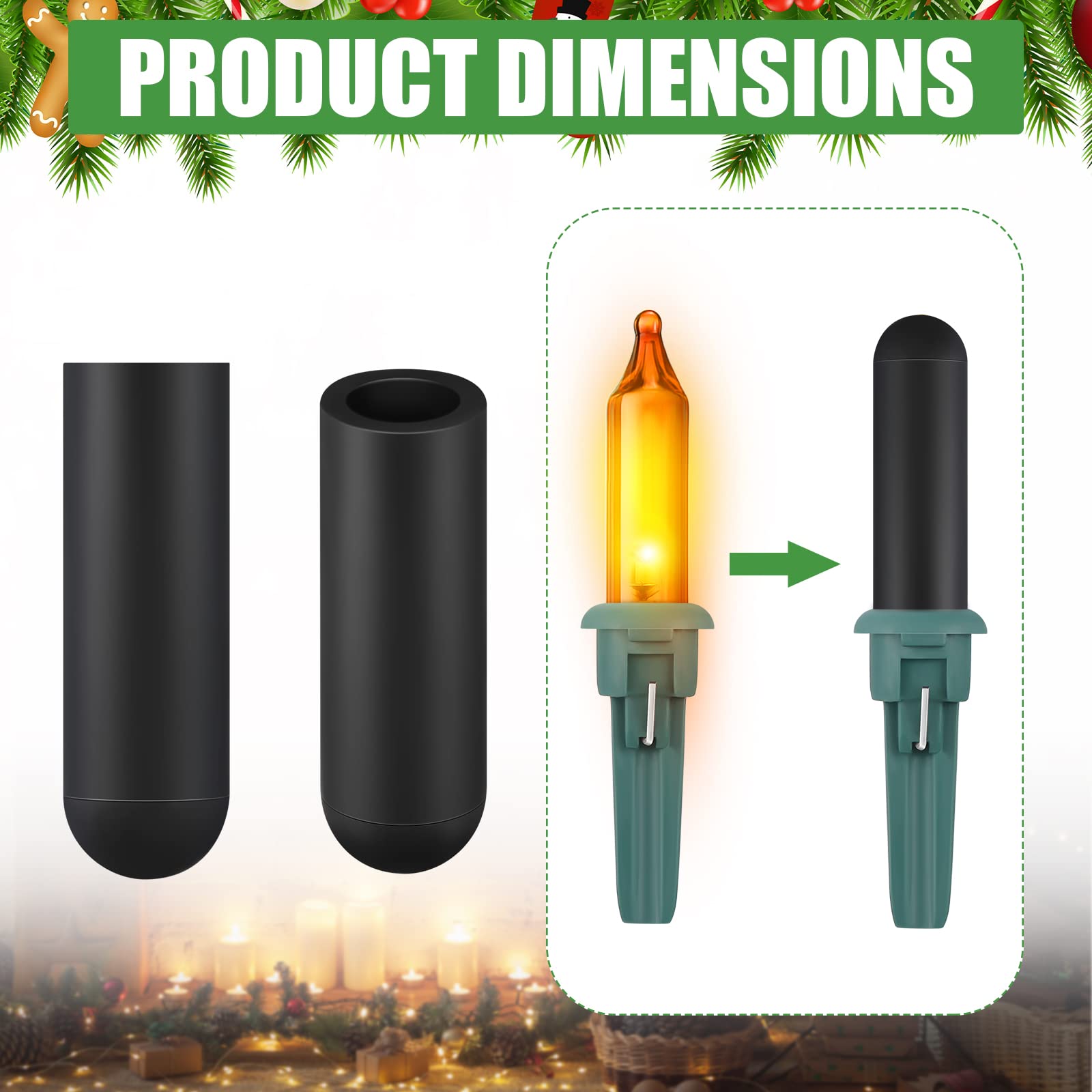 Zonon 100 Pieces No Glow Caps Christmas Glass Led Glow Plug Cap Light Blackout Caps No Glow Caps Black Out Cover For Christmas Lights(5 X 20 Mm, 100 Pieces)