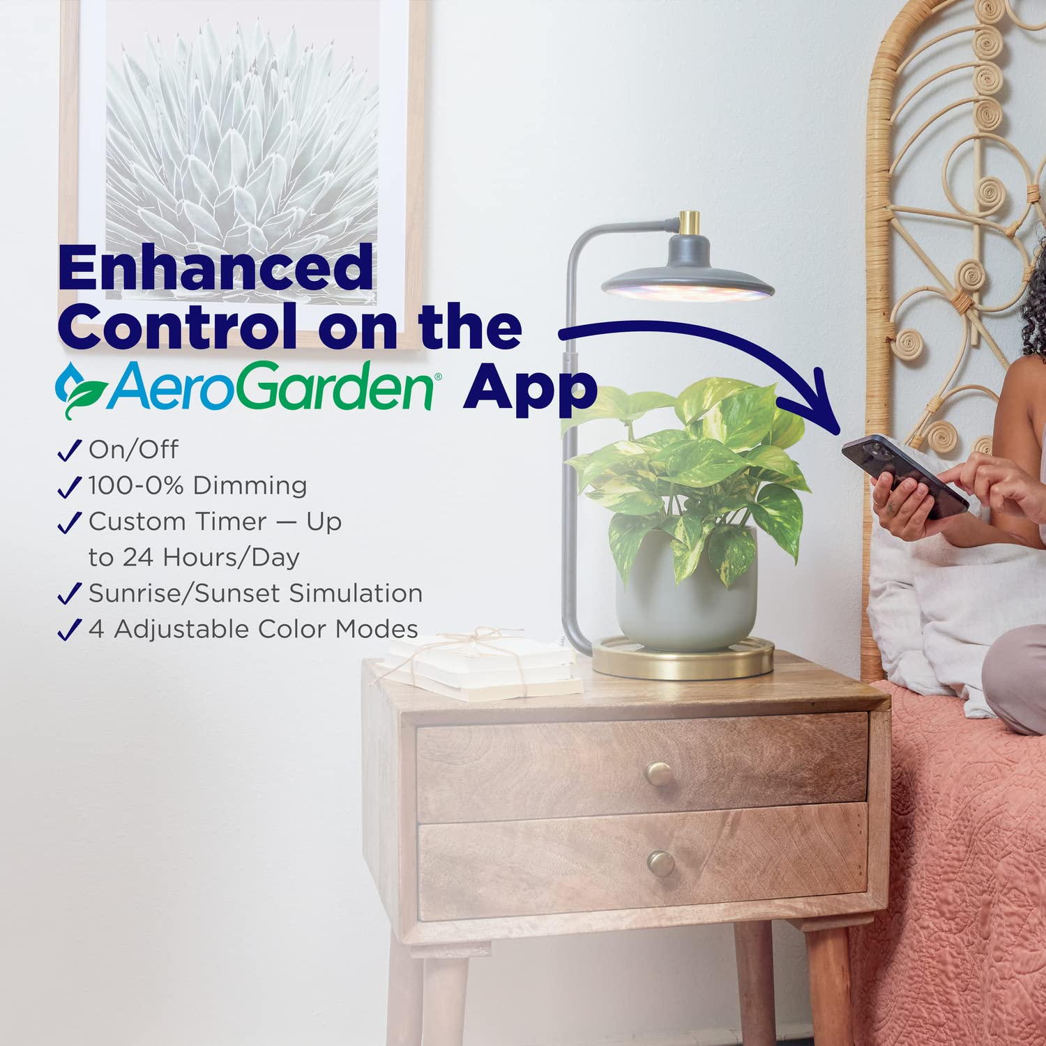 AeroGarden Tabletop Grow Light, Adjustable Light Modes, Metal, Model 980202-0100, Black