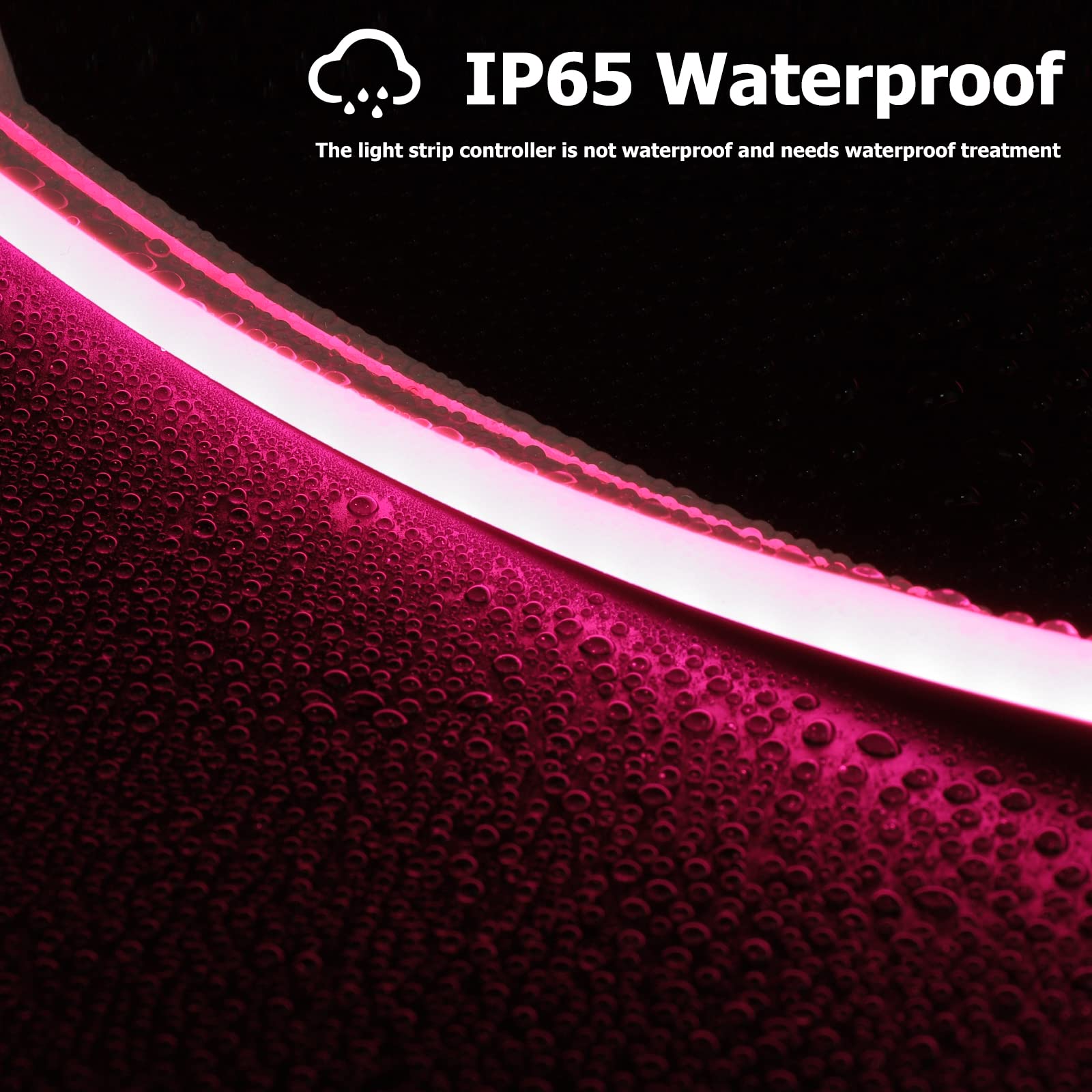 Galgreen Neon Rope Lights, Waterproof Flexible LED Strip, 16.4ft, Dimmable Remote, Pink, Model ST-TING-L168