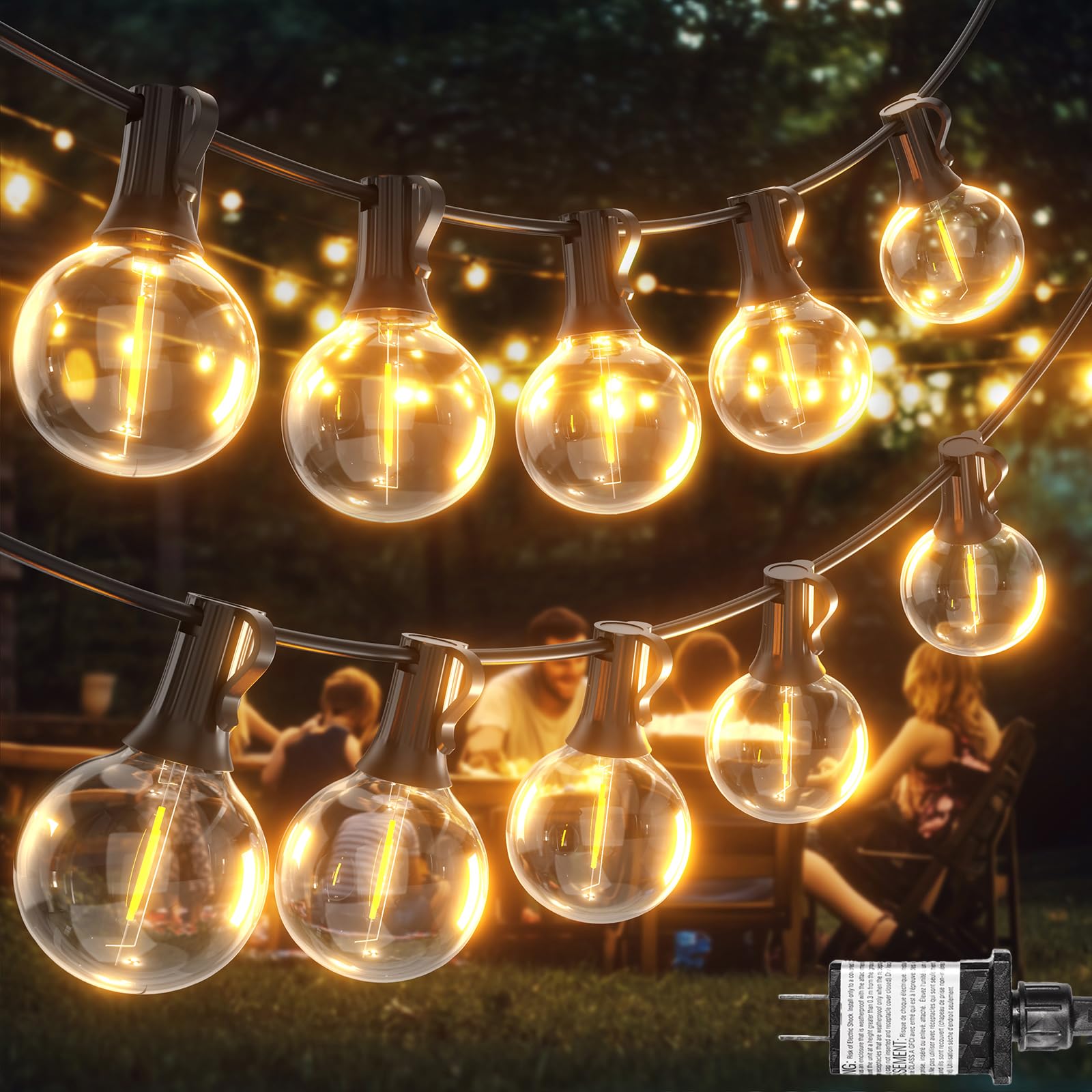 G40 Globe String Lights 60ft LED Shatterproof Hanging Patio Lights  20+2 Bulbs  Waterproof Connectable for Indoor Outdoor Decor Garden Camping Backyard Spring Easter Gifts for Men Women Him Hubby