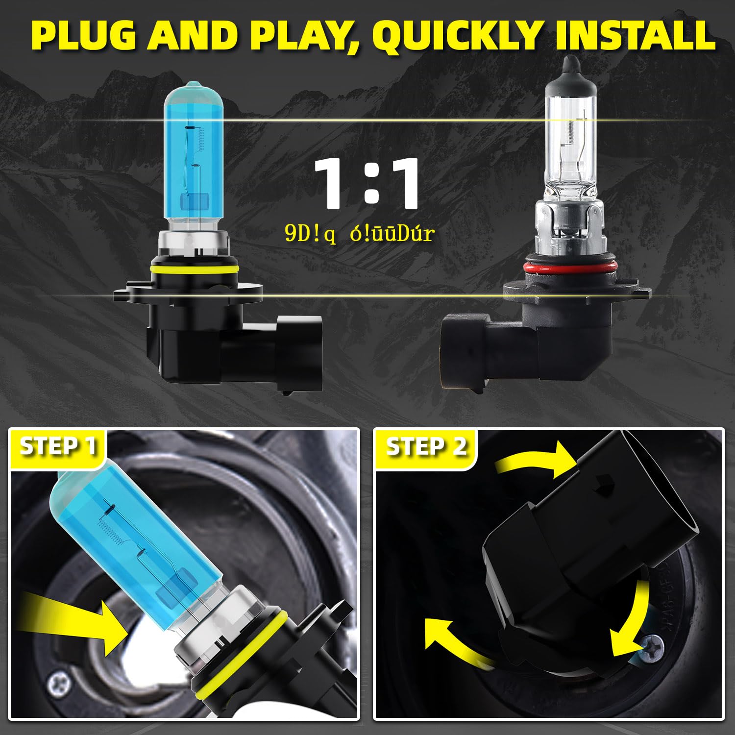 DMEPUGI Headlight Bulbs Fit For Toyota RAV4 2013-2015, 9005 9005 High Low Beam Combo, Super Bright 5500K White Light High Perfor