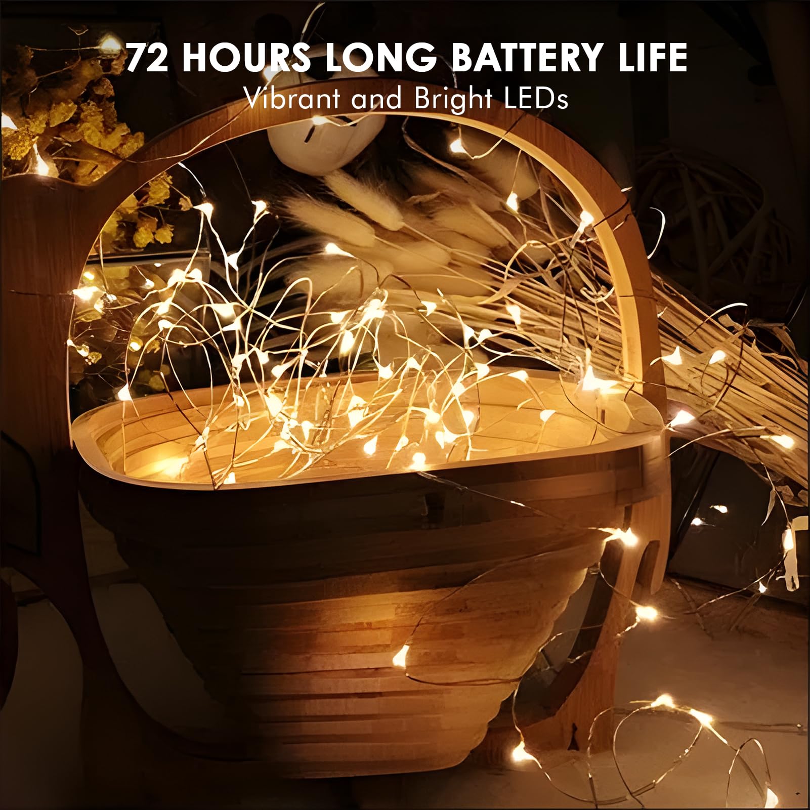 Bexdir 12 Pack Fairy Lights Battery Operated 7FT 20LED Warm White Waterproof Silver Wire for Outdoor Indoor Decor