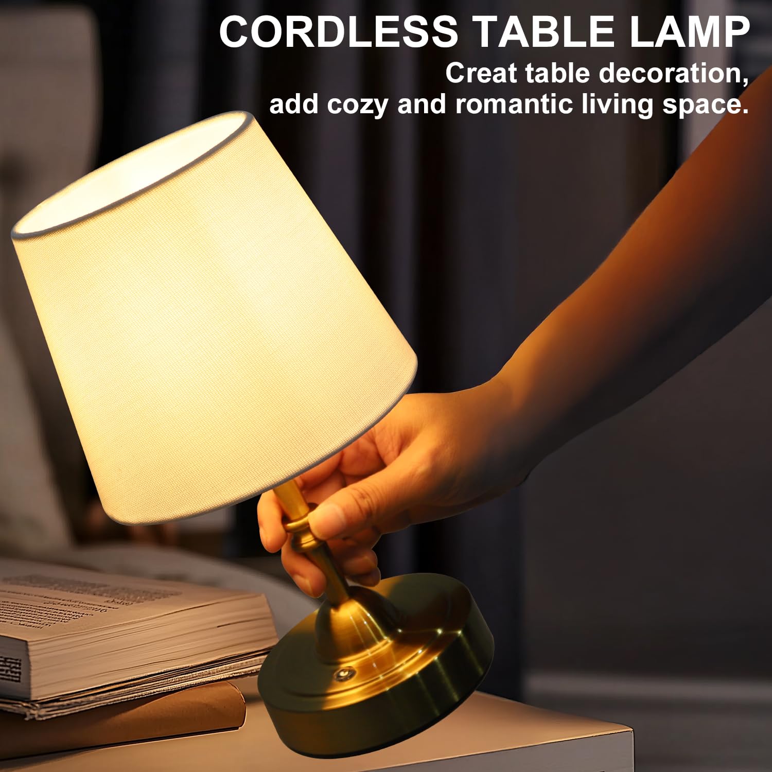 Swinerton Portable Cordless Led Table Lamp, 5000Mah Rechargeable, 3-Level Dimmable, Stylish Night Lamp For Bedroom, Office, Pati