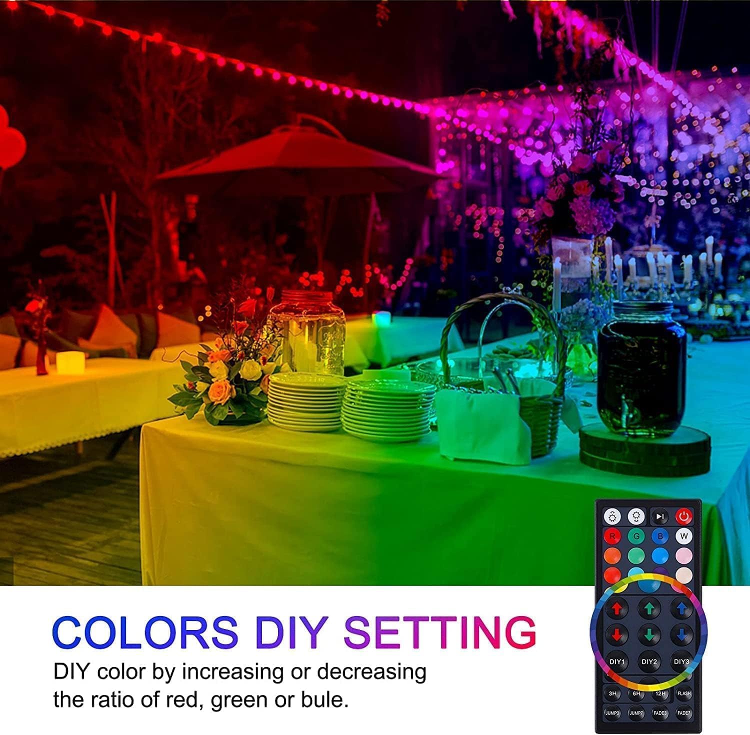 Upgraded RGB LED Flood Light Outdoor, 50W 5000lm, IP66 Waterproof Color Changing Floodlight with Remote, Dimmer, Timing, Spotlig