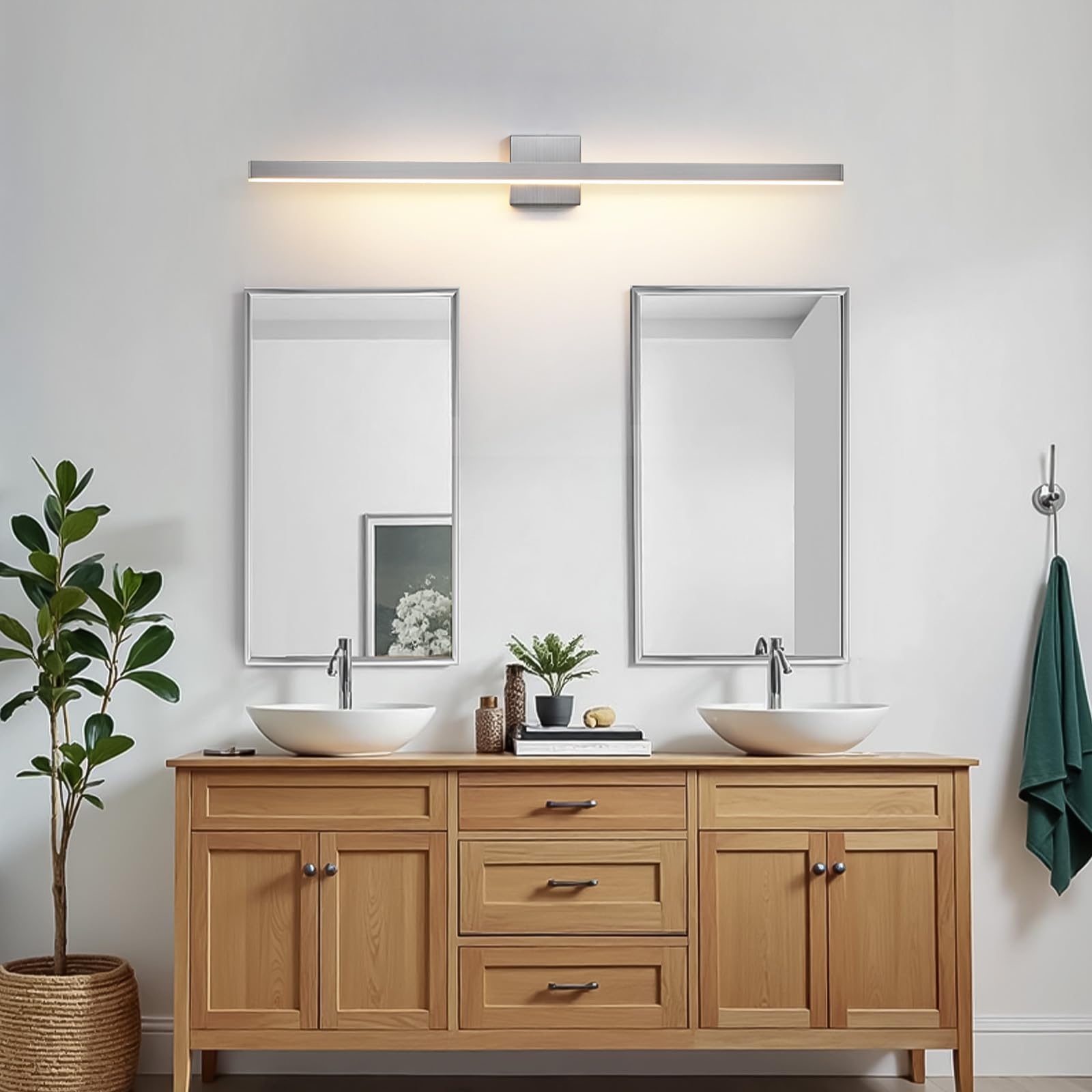 KAISITE 39" Brushed Nickel LED Vanity Light Fixture, Dimmable Modern Bath Wall Light Over Mirror, Model 8203WL-39SN-US