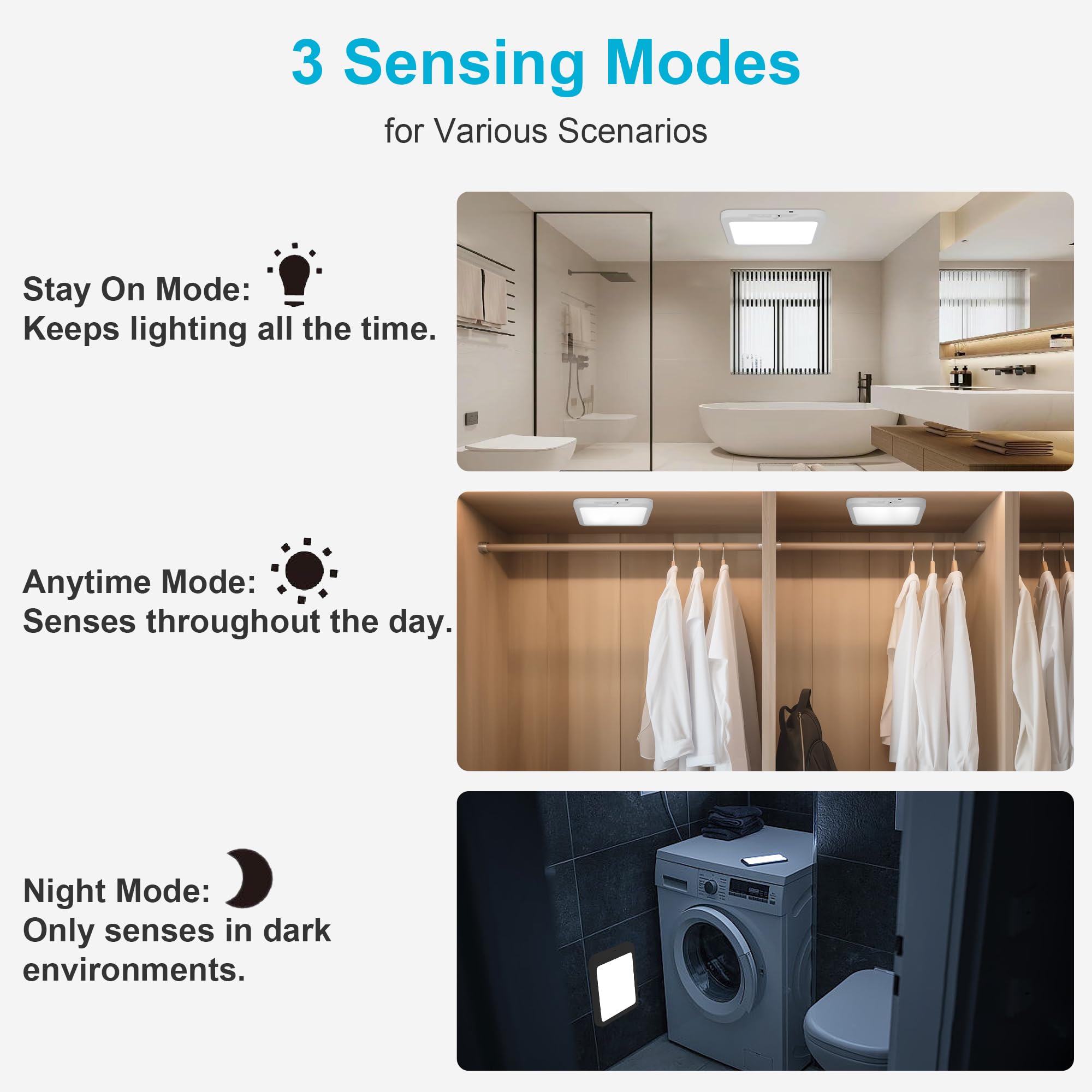 Fussion Rechargeable Ceiling Light With Remote  Battery Operated Closet Lights Motion Sensored  3 Color Temperatures Magnetic Mount Led Shower Lighting For Indoor Pantry Hallway Garage