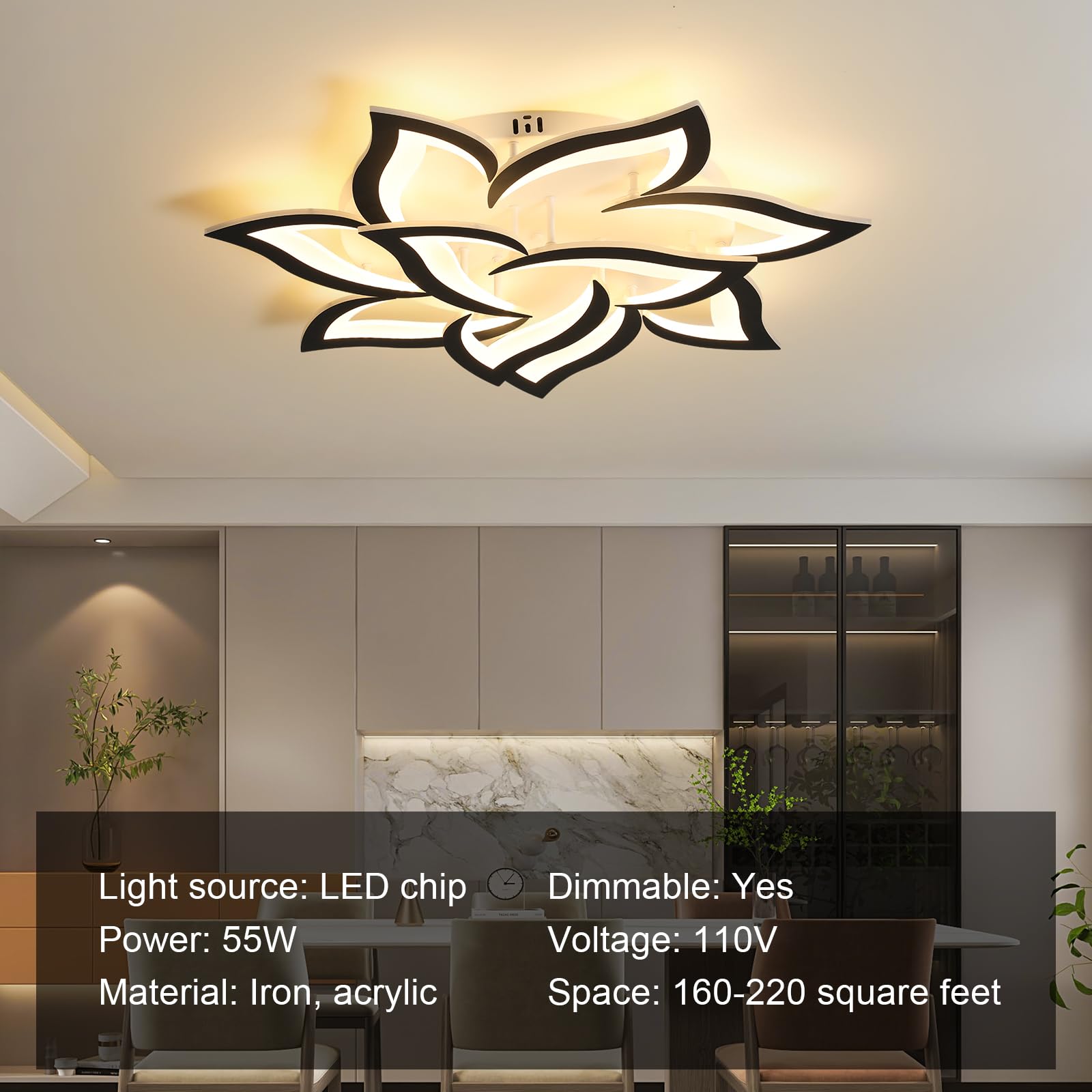 Jaymp 31.5'' Flower Shaped Ceiling Light Dimmable Modern Ceiling Lamp Remote Control Led Lighting Fixture For Living Room Bedroo