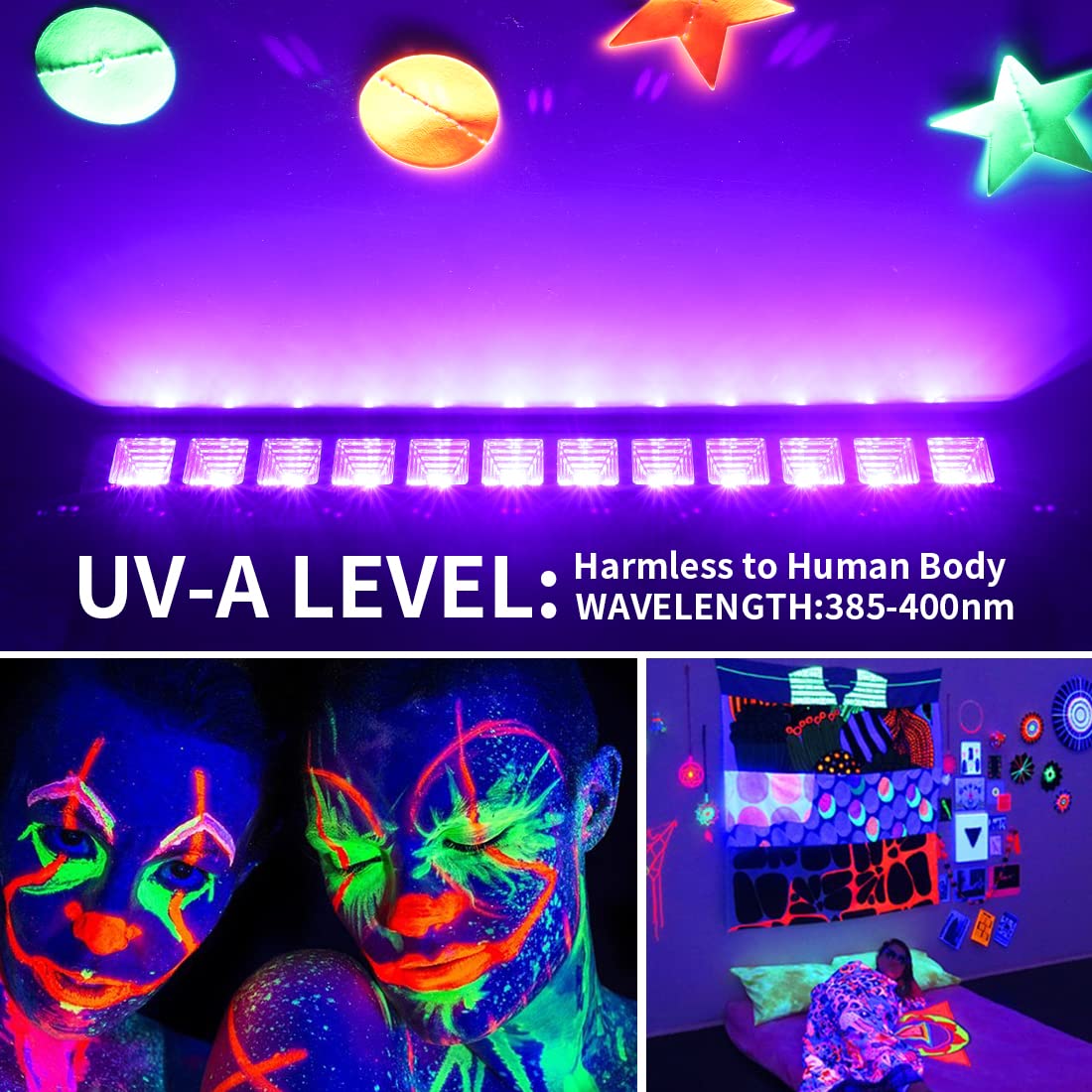 6 Pack 120W Led Black Lights, Blacklight Bar Light Up To 5000Ft² Area With Switch+Plug+6Ft Cable, Glow Party Light Supply For Halloween, Fluorescent Poster, Body Paint, Birthday, Bedroom, Classroom