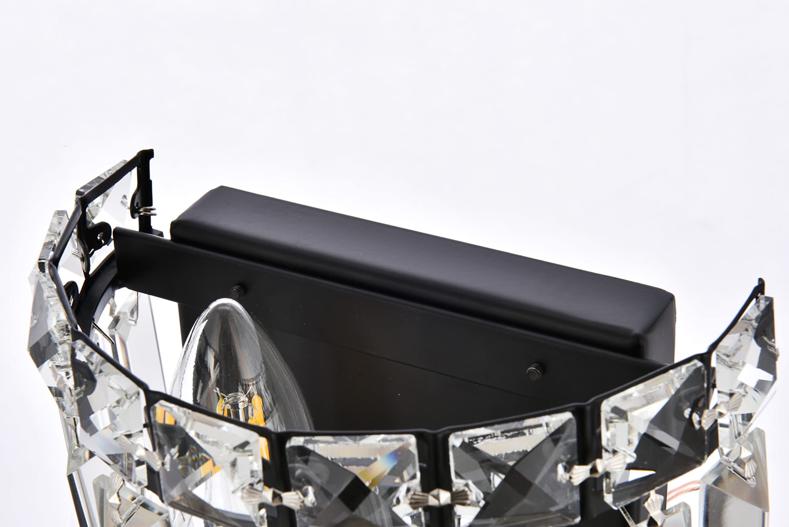 Elegant Lighting Maxime 6" Black Metal And Crystal Wall Sconce - Luxurious Home Decor