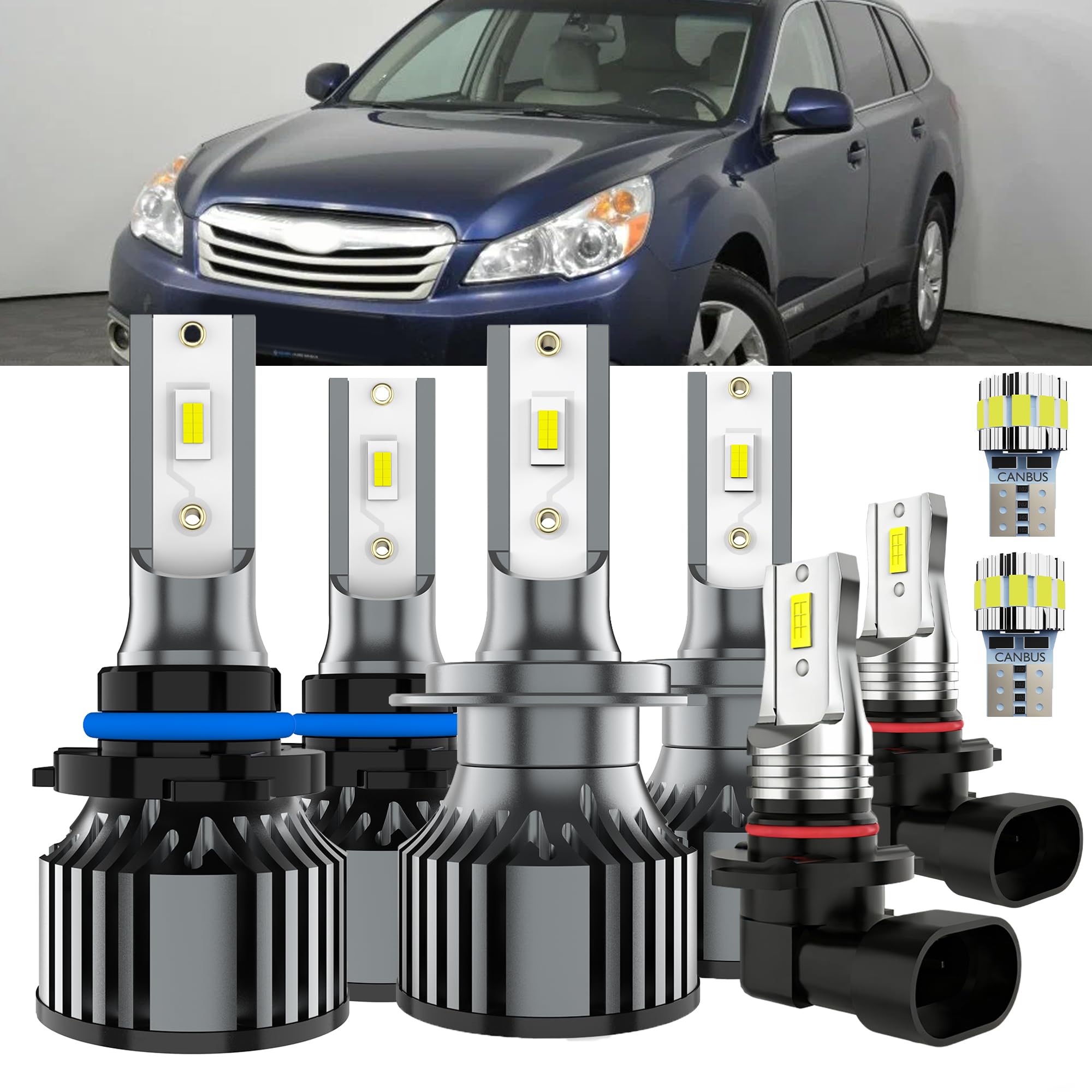 AYOTZIH Bulbs Fit For Subaru Outback 2010 2011 2012 2013 2014, High Beams Low Beams Fog Lights License Plate Lights Combo, 400% 