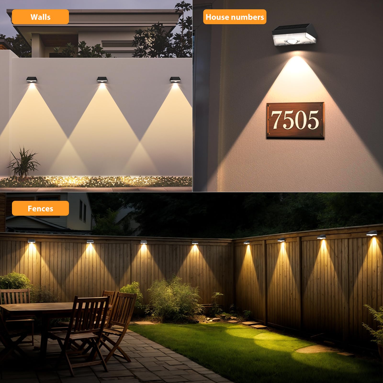 Ugdluck Solar Fence Lights 9 Lighting Modes & Color Changing Mode Ip65 Waterproof Outdoor  Solar Deck Lights For Outside/Patio/Backyard/Wall/Pool/Fence/Railing/Step(8Pack)