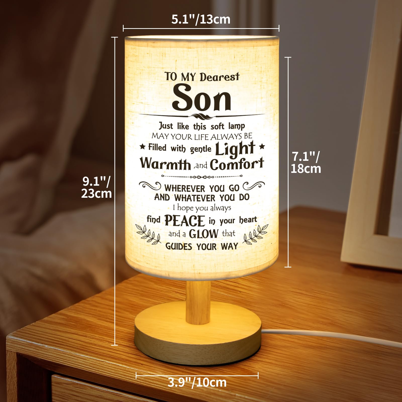 Calibron Gifts For Son From Mom Dad, Son Birthday Gifts Fabric Lamp, Birthday Gifts For Son Table Lamp With Wooden Stand Unique