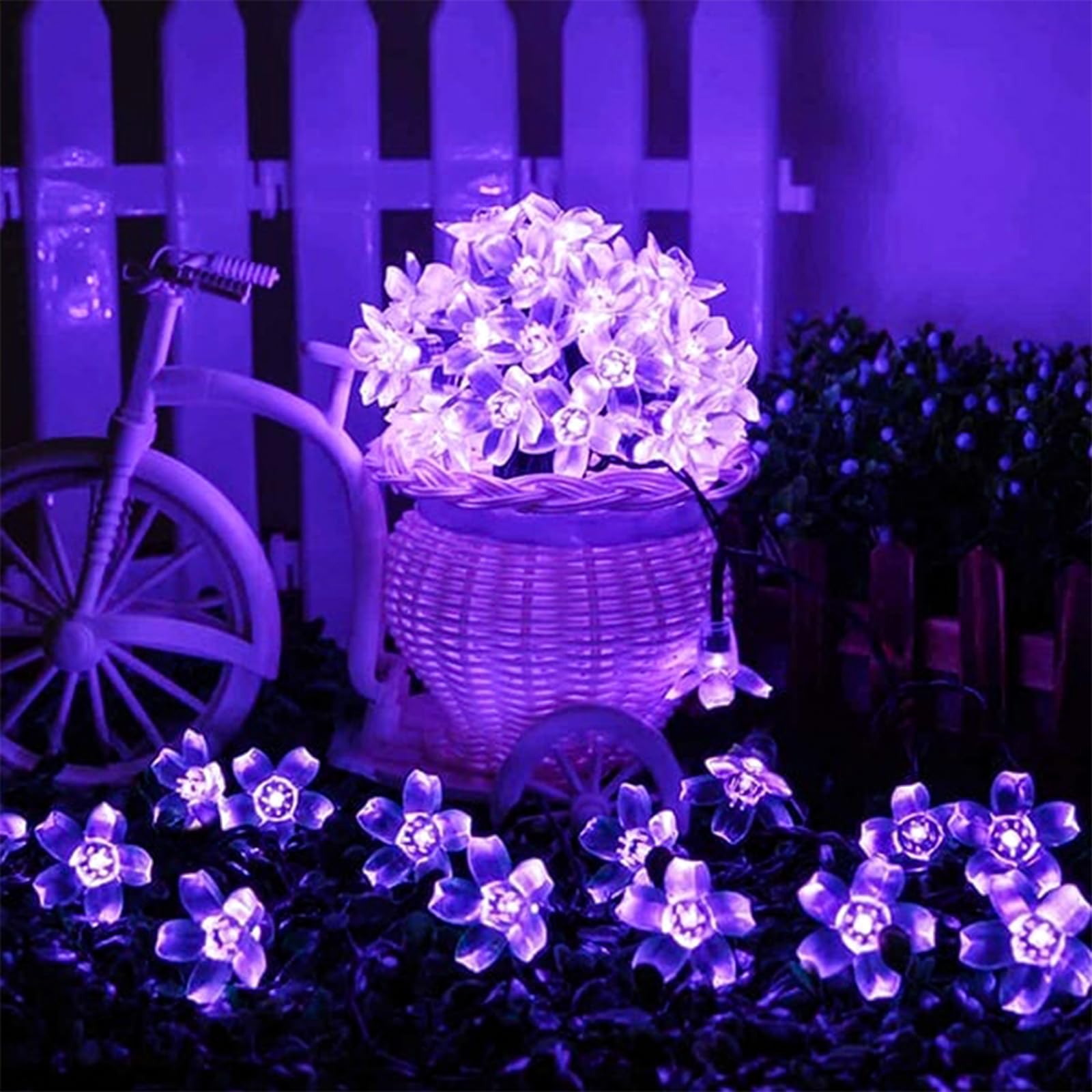 Jacuxlss Decorative Flower String Lights, 33Ft 100 Led Clear Wire Plug In Fairy Lavender Cherry Blossom Easter Christmas Hanging