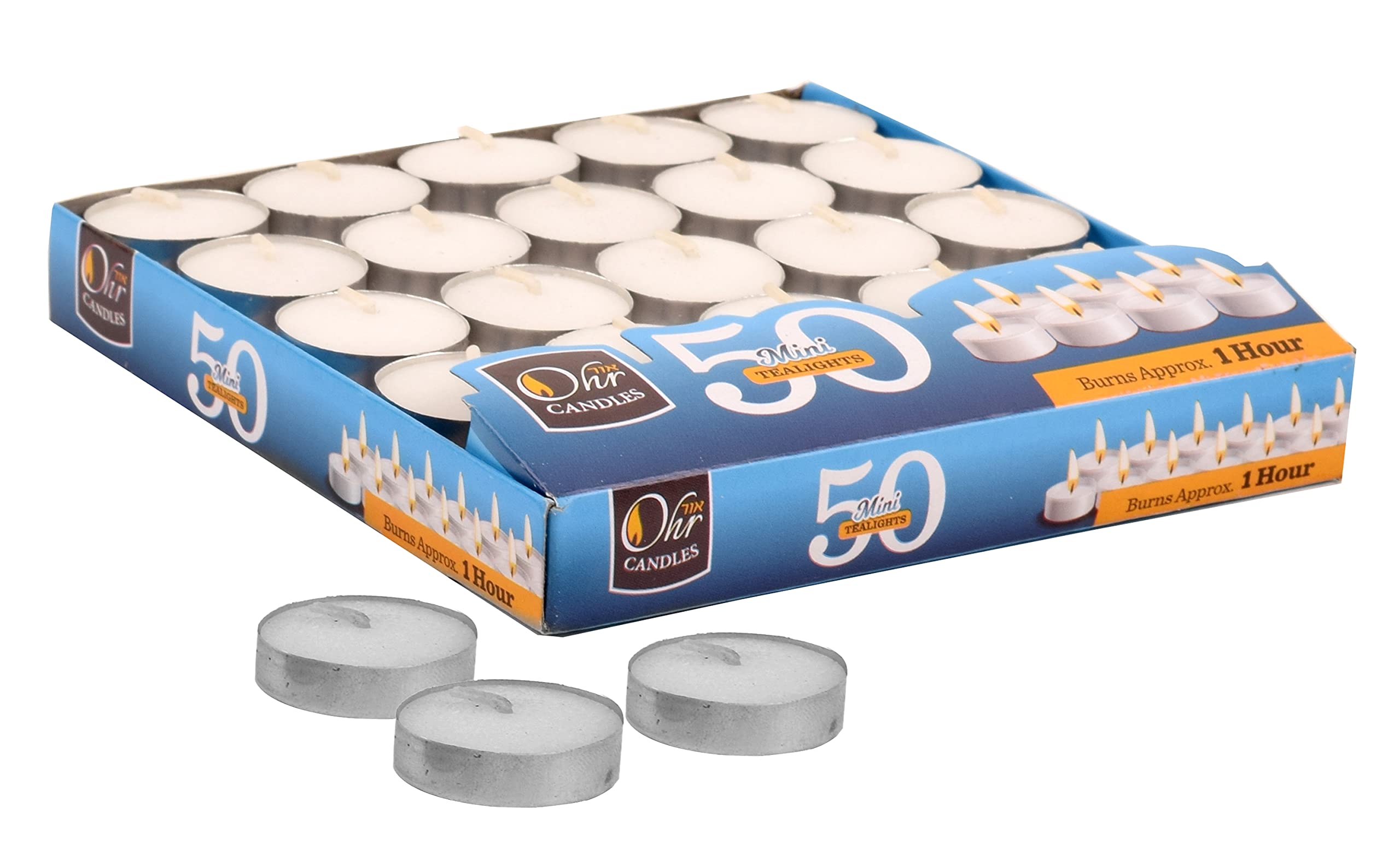 Ohr Candles Mini Tealight Candles - 50 Pack Bulk Tea Lights Candles - White Tealights Unscented - 1 Hour Burn Time