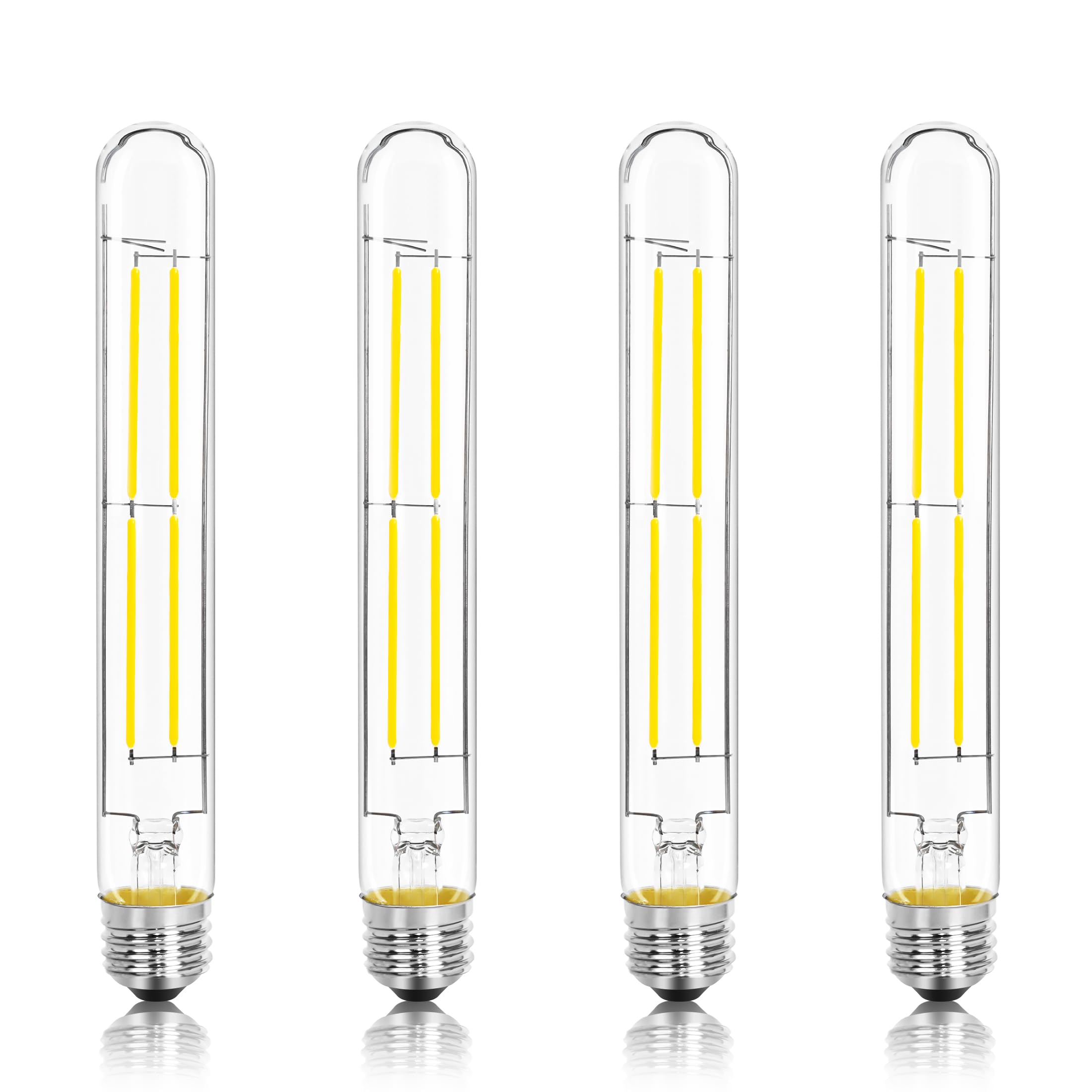 NOVELUX 8.9IN T10 Light Bulbs E26 Base, 800LM Dimmable, 5000K Daylight, Vintage Clear Glass, 4 Pack