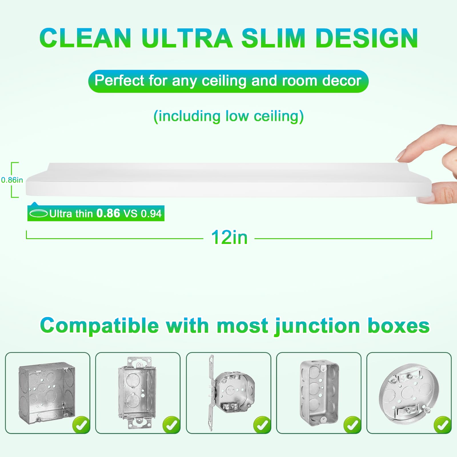 4 Packs 3200Lm Flush Mount Ceiling Light Fixtures, 12In 24W Ultra Thin Led Ceiling Lights, 2700K/3000K/4000K/5000K/6500K 5Cct Se