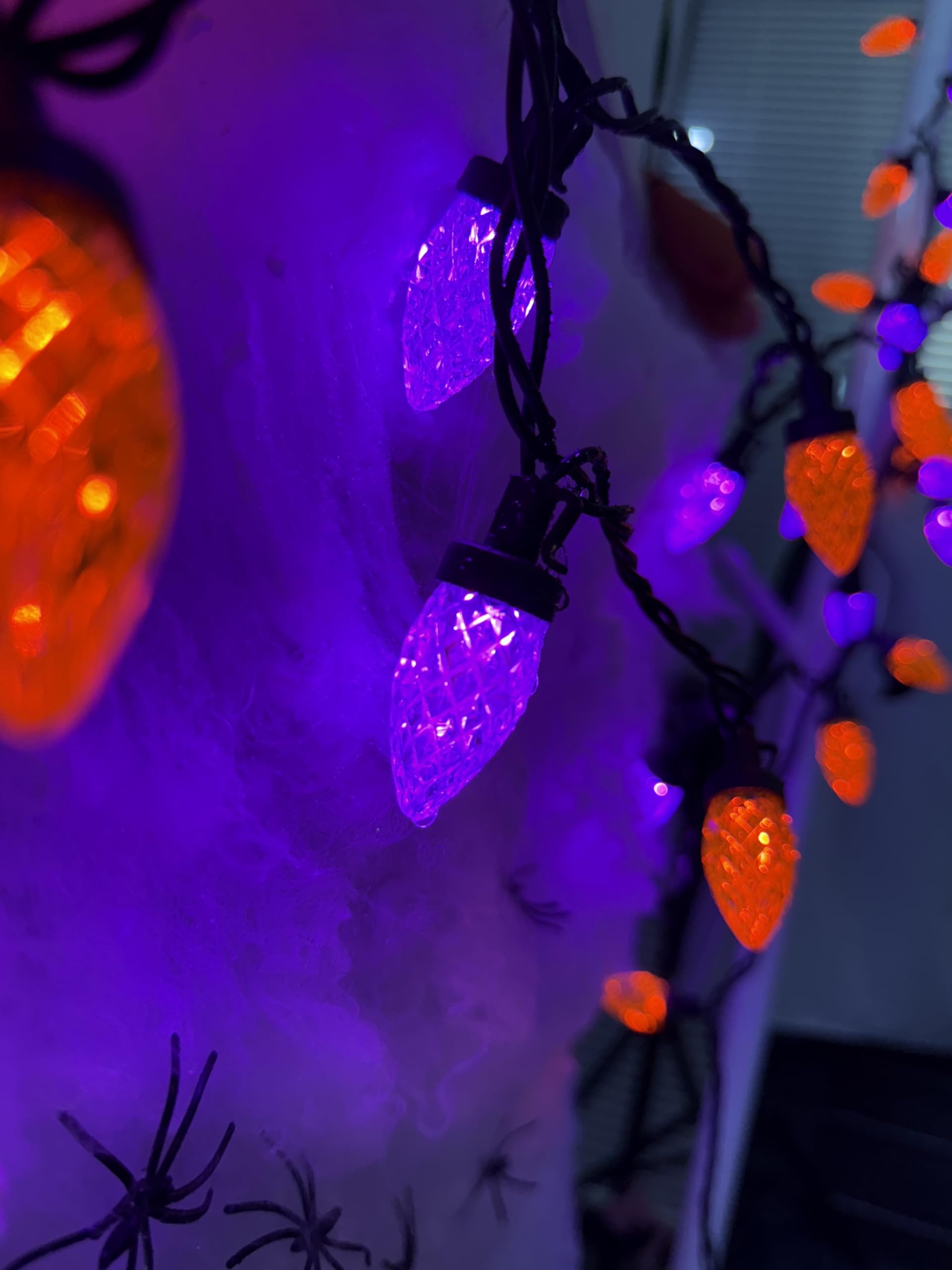 Xingzd 26Ft Halloween String Lights Outdoor  50 C7 Led Orange And Purple String Lights  Plug-In Halloween Patio Decorative Lights For Indoor Christmas Backary Porch House Holiday Party Decor