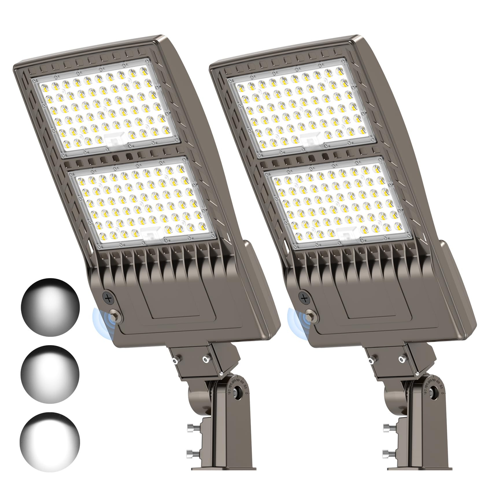 Kukuppo 2Pack 480V 400W Led Parking Lot Light Dlc Etl Listed  60000Lm Power Adjustable  Dusk To Dawn Led Shoebox Flood Pole Light Outdoor Parking Lighting With Slip Fit 5000K Ip65 Waterproof 277-480V