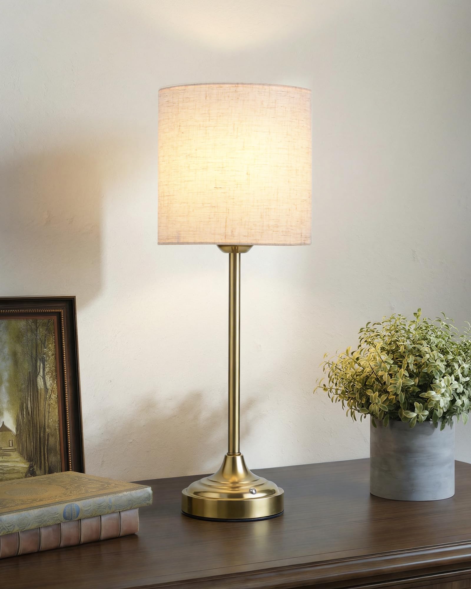 Cordless Table Lamp  8000mAh  Dimmable  Ambient Light  2700K  Touch Control  Portable  LED  Wireless  Rechargeable  Battery Operated  Desk Lamp  Kitchen Lamp  Fabric Shade  for Dining Room  Bedroom