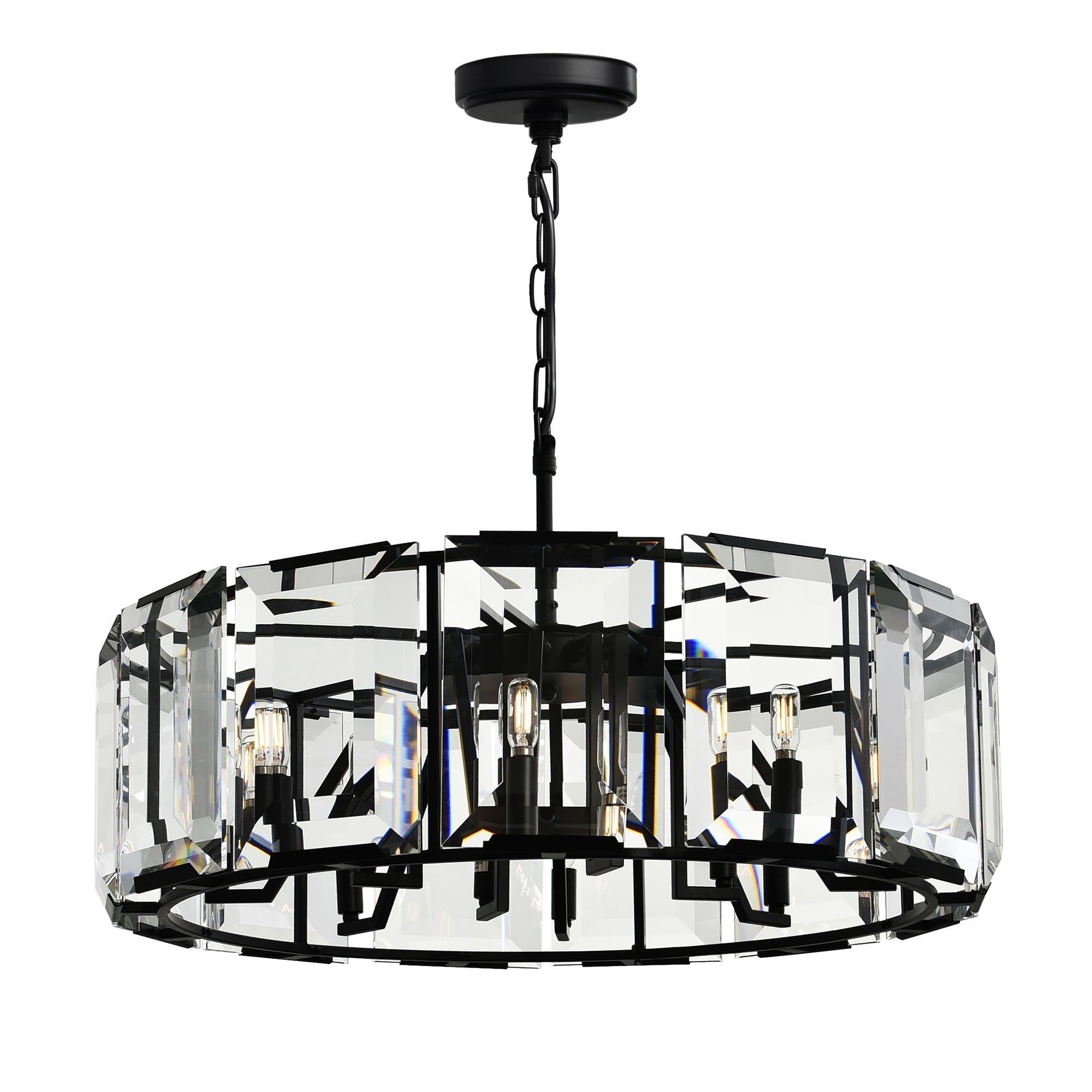 Cwi Lighting Jacquet 12-Light Black Metal Farmhouse Chandelier With Clear Accents