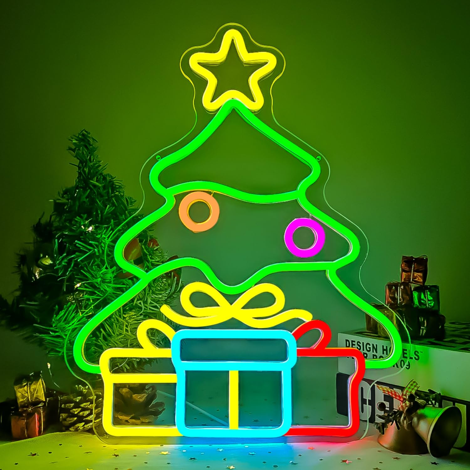 Christmas Neon Sign Christmas Tree Neon Sign Gift Box Christmas Neon Light Neon Christmas Decorations Dimmable Christmas Led Neo