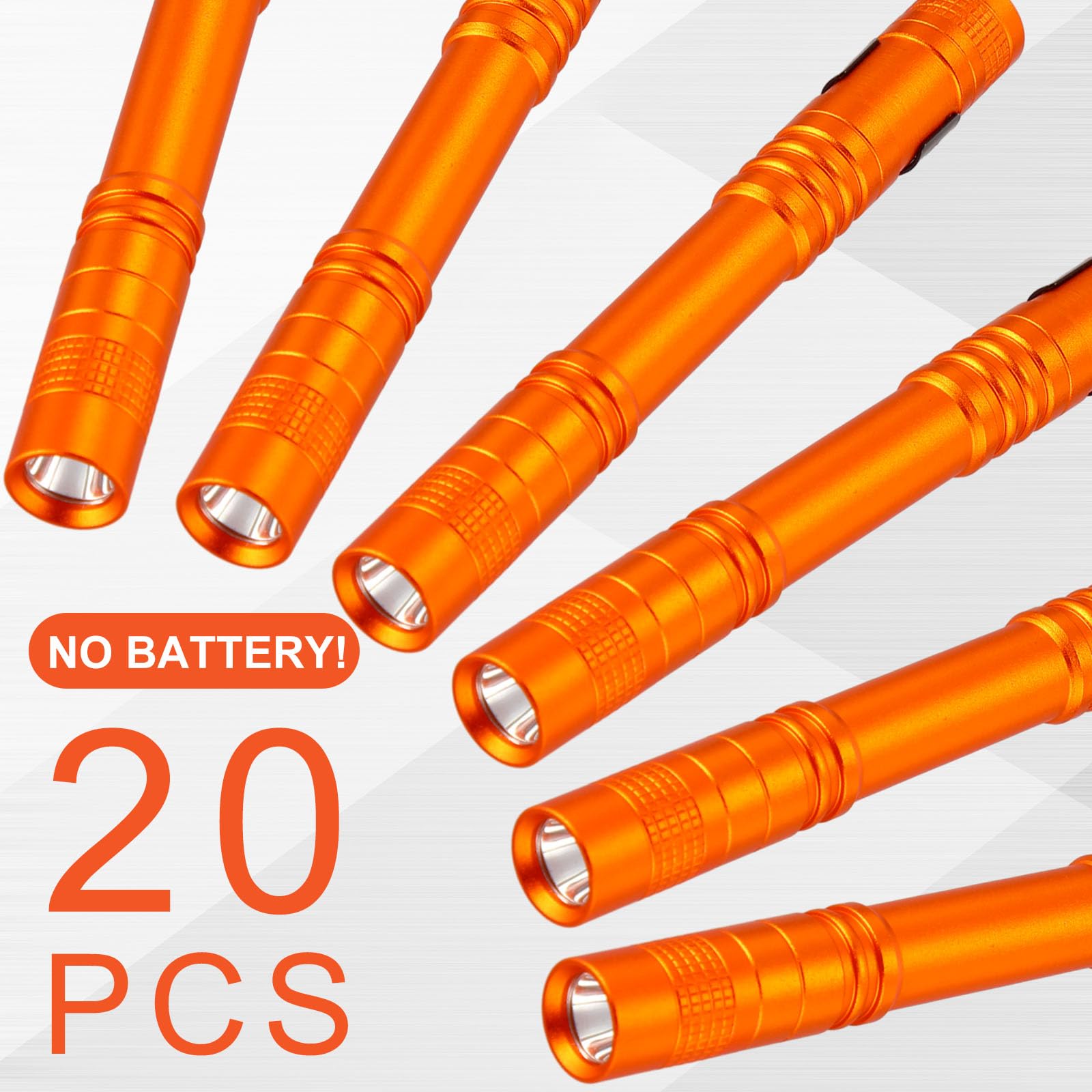 Hortsun Mini Pen Light Flashlights, 5.12 Inch, Orange, 20 Pcs, LED Handheld Slim Torches, Pocket Size Gifts for Fathers Day