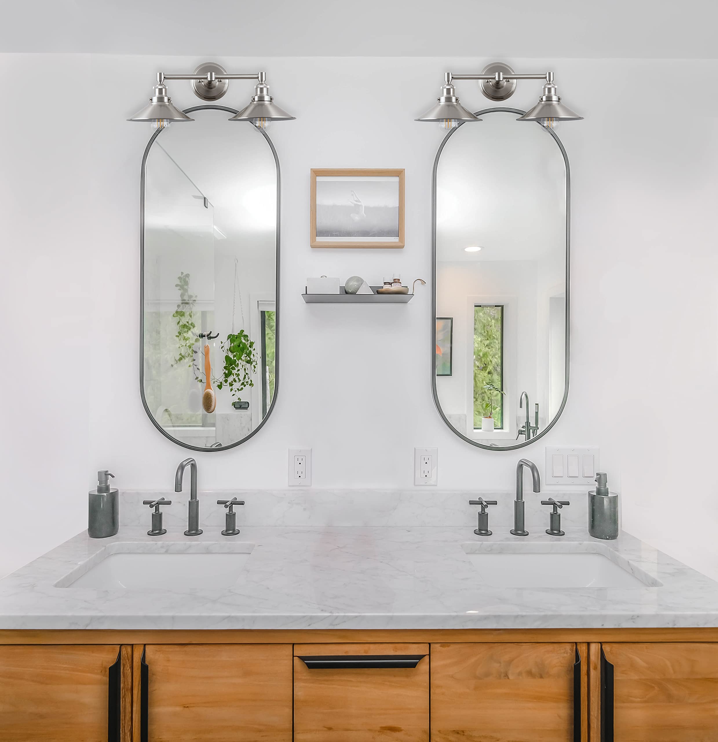 Linea Di Liara Andante 2 Light Bathroom Vanity Light Industrial Brushed Nickel Bathroom Light Fixtures Above Mirror Bathroom Lig