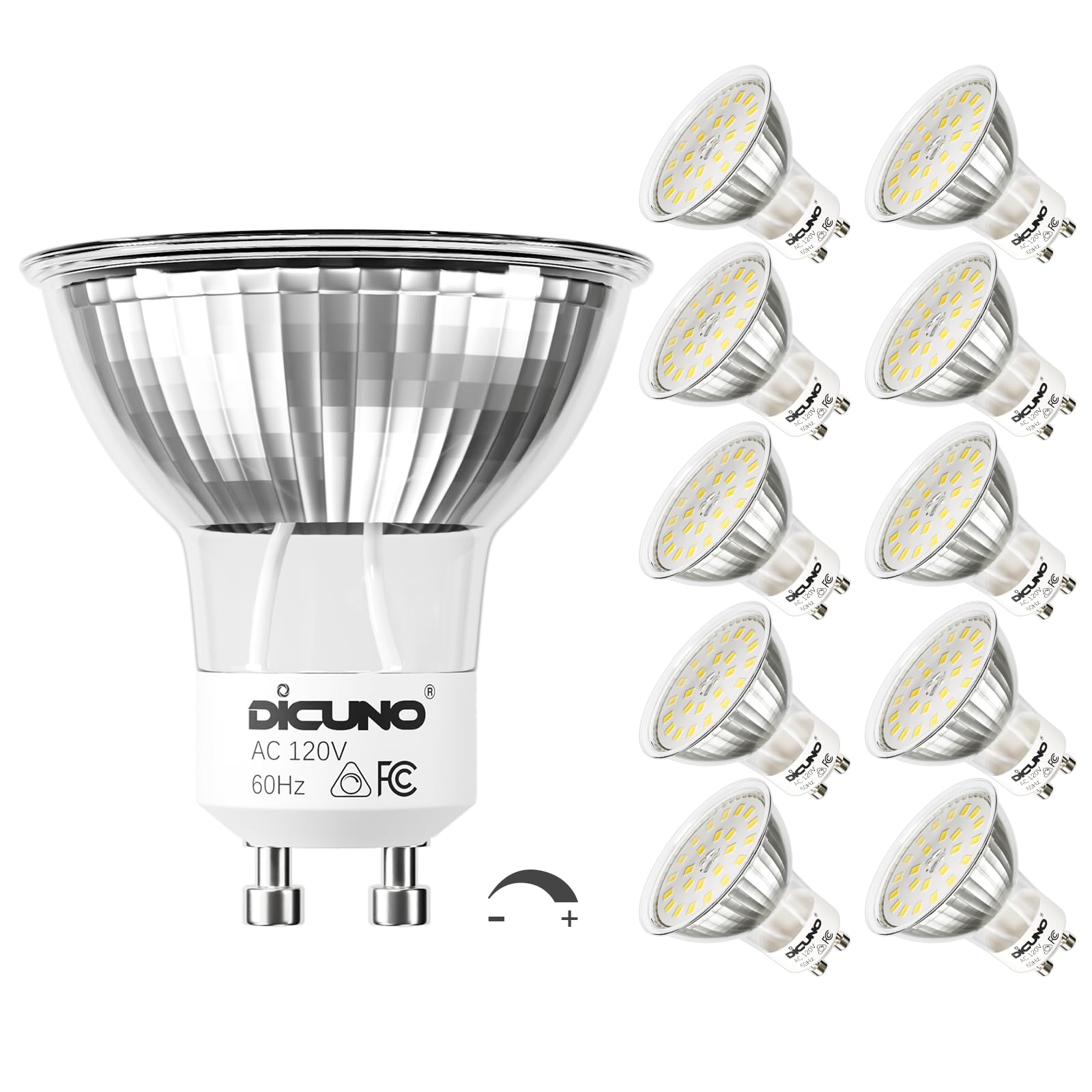Dicuno Gu10 Led Bulb Dimmable, Daylight White 5000K, 60W Equivalent, High Brightness 700Lm, Mr16 Gu10 Led Bulb For Track Lightin