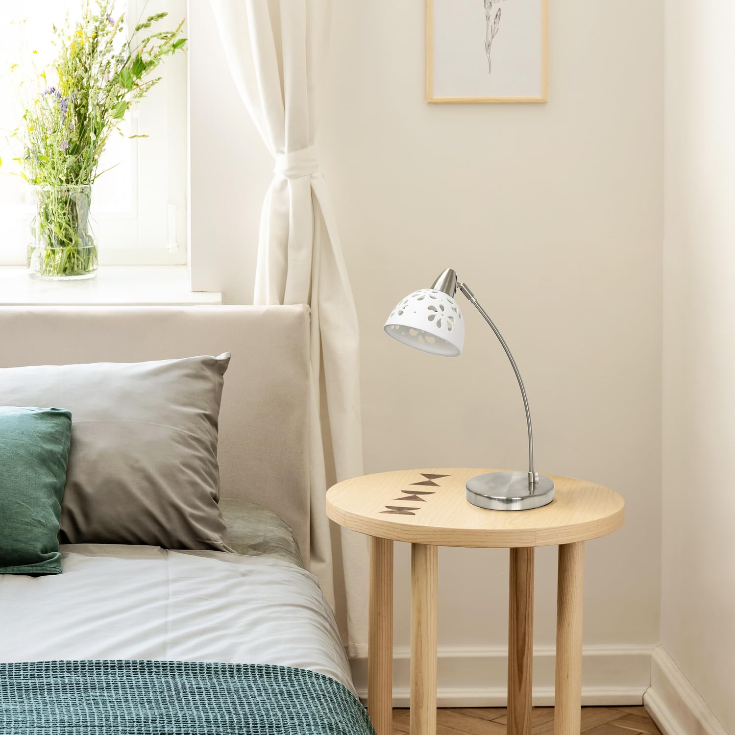 Simple Designs Ld1000-Wht Porcelain Flower Desk Lamp