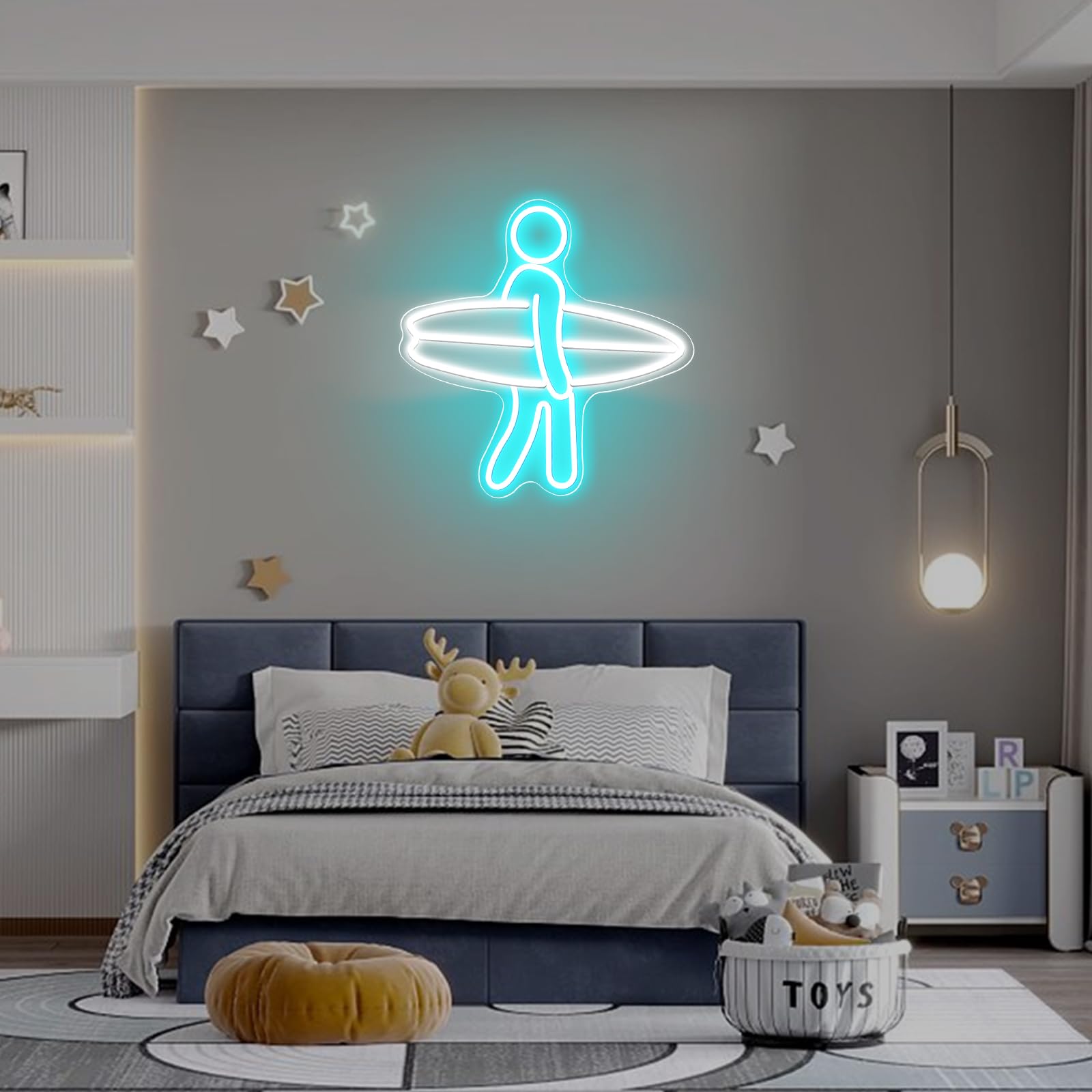 Neonawall Surfer Neon Sign, Acrylic Surfboard LED Light, 12in  Wall Decor, Model S-12, Perfect for Gym Room or Bedroom