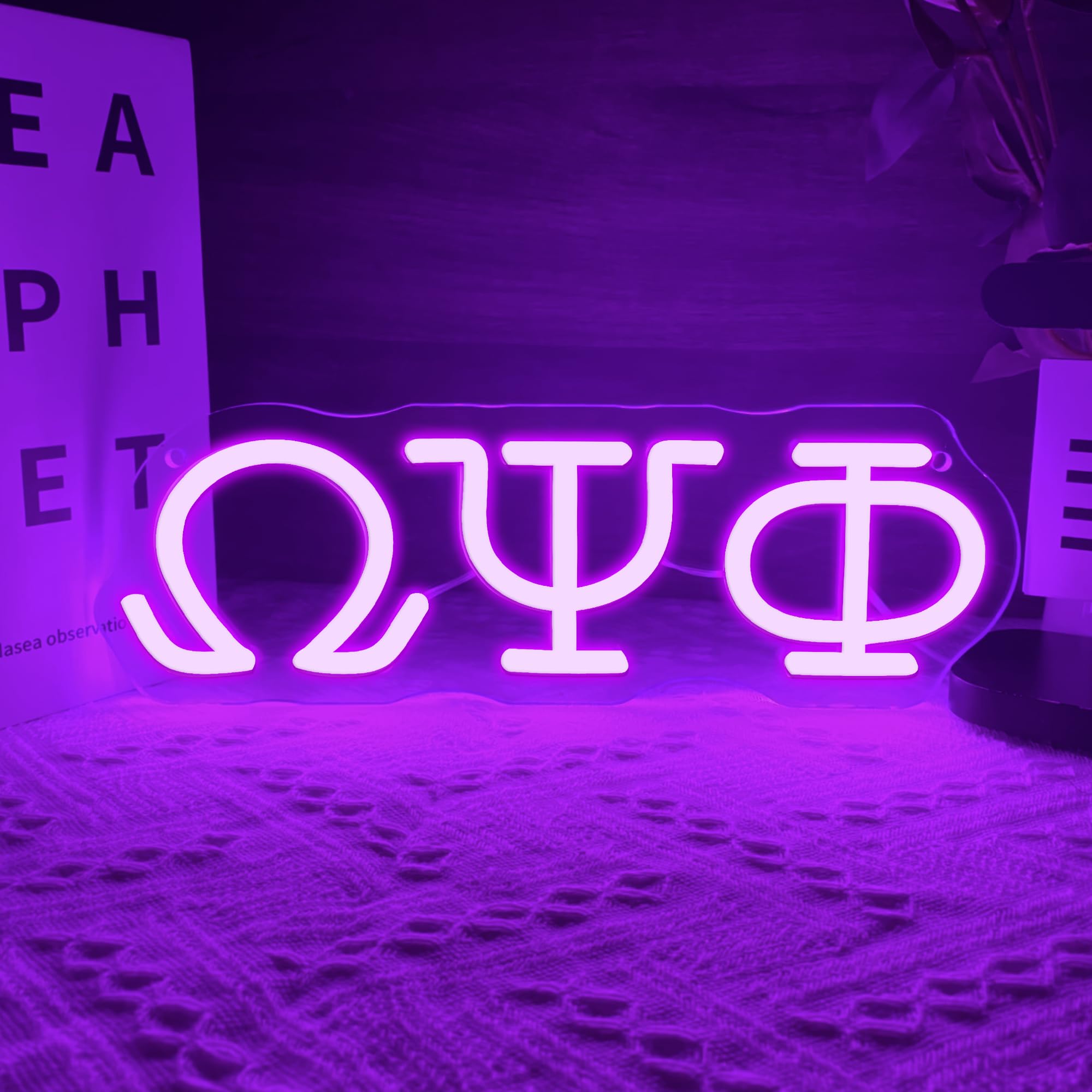 Gippro Psi Phi Fraternity Neon Sign, Dimmable LED Wall Decor, 11.8x4in, Purple Acrylic