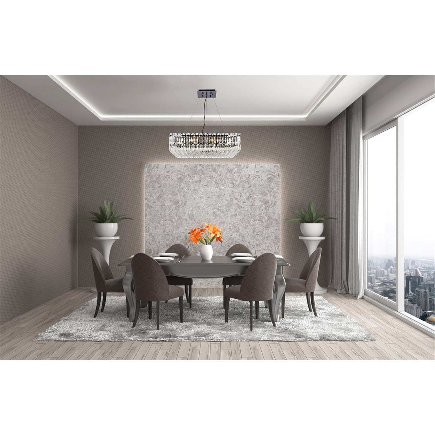 Elegant Lighting Maxime 28&quot; Black Metal & Crystal Chandelier - Luxurious Home Decor