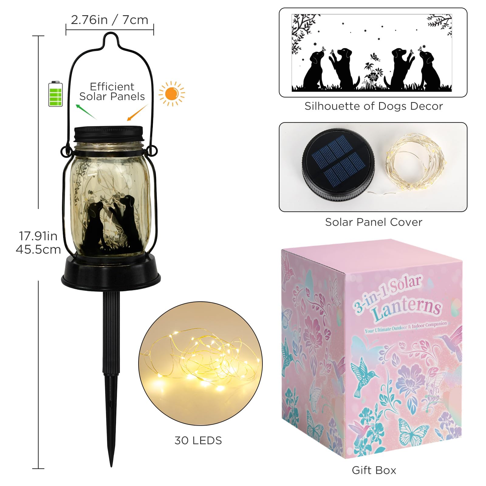 Kyoryuger Dog Solar Lanterns 3In1 Dog Lights Garden Decor Gifts For Women Mom Grandma Unique Teen Girl Gifts Christmas Gifts For