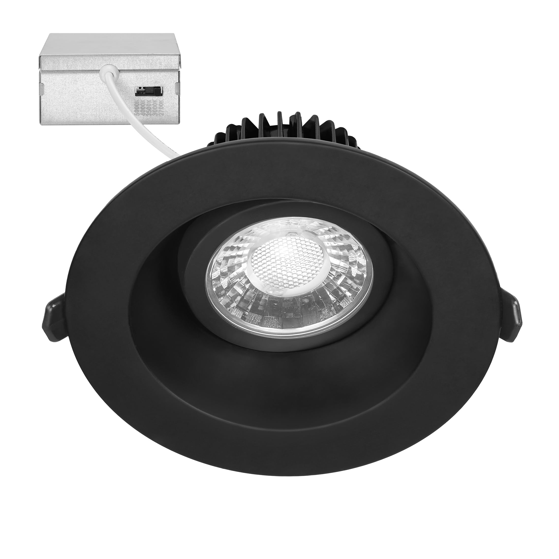 Maxxima 4 in. Adjustable Recessed Anti-Glare LED Gimbal Downlight, Canless, 1050 Lumens Color Selectable 2700K/3000K/3500K/4000K
