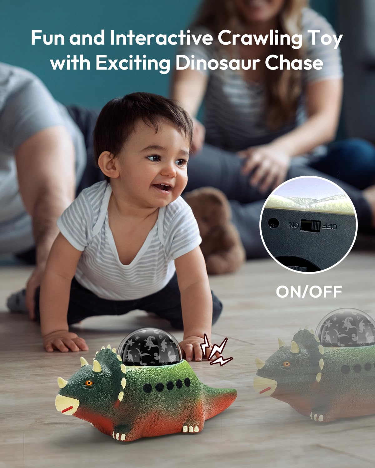 Beslike Dinosaur Night Light Projector, 360° Rotation, 14 White Noises, Dark Green, ABS Plastic, Model B1, Gift for Boys 3-8 Years
