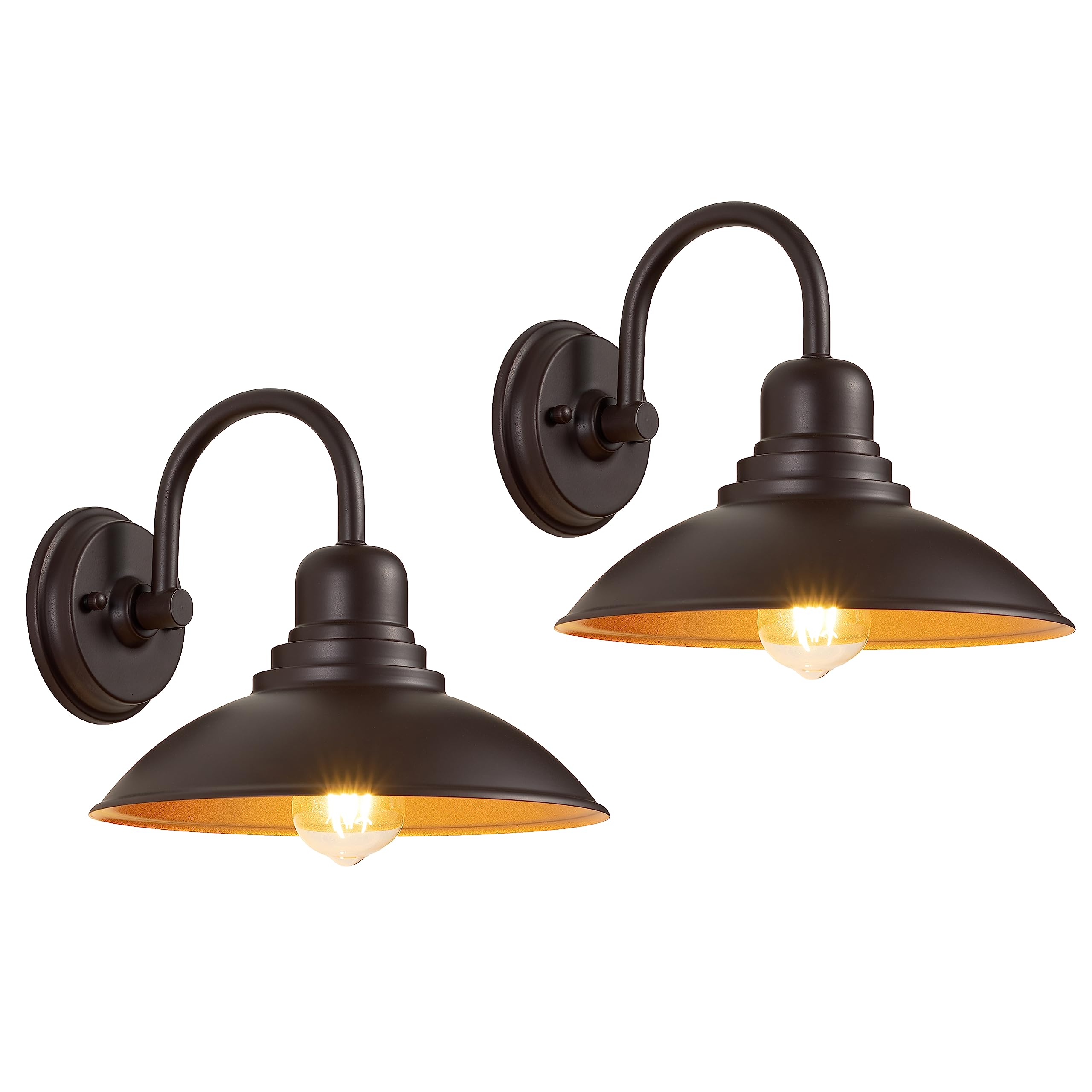 Goldhill Oil Rubbed Bronze Barn Style Vanity Light Fixture, Exterior Farmhouse Gooseneck Barn Light With E26 Based Socket, Waterproof Round Outdoor Farmhouse Lights For House Garage Bathroom