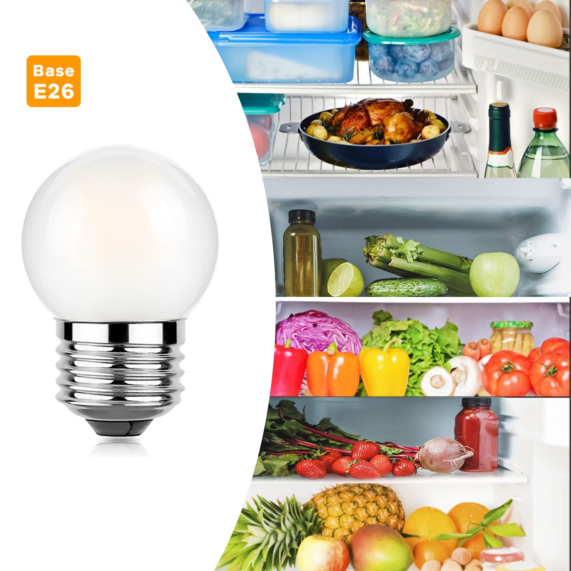 Sphoon G40 LED Bulb, 3W Equivalent to 25W, Dimmable, Frosted, Warm White 2700K, E26 Base, Pack of 4