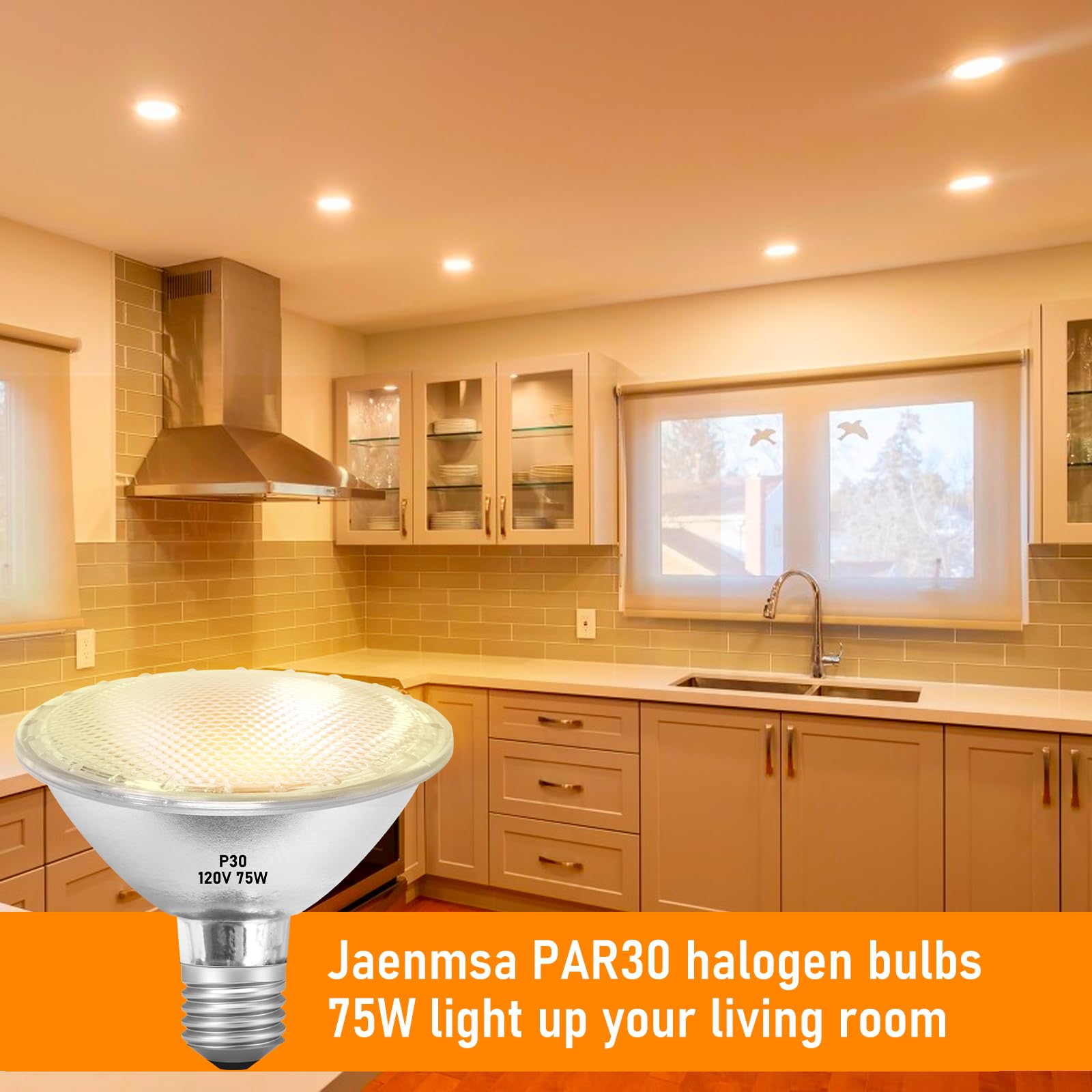 Jaenmsa Par30 Short Neck Halogen Flood Bulbs 75W 120V, Par30 Halogen Indoor Floodlight Bulbs Outdoor E26 Dimmable 2700K Bulb 2 P