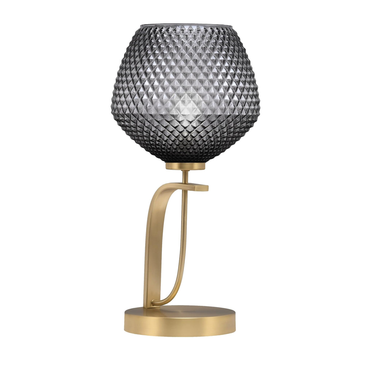 Toltec Lighting Cavella Accent Lamp, New Age Brass Finish, 9&quot; Smoke Textured Glass