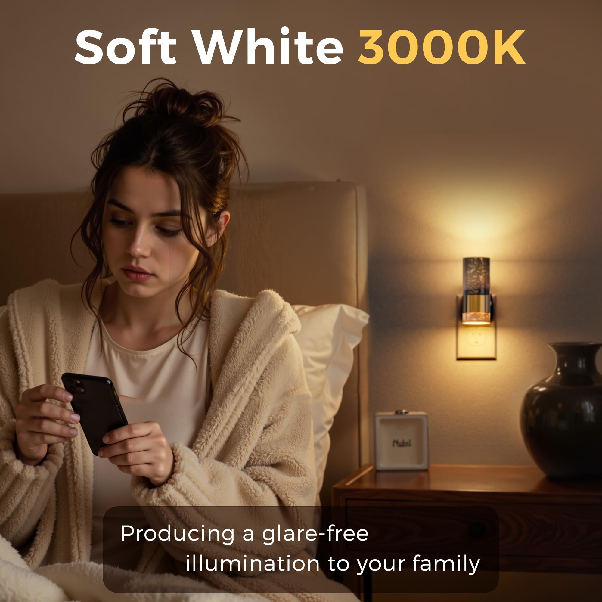 L Lohas Led Night Lights Plug Into Wall, Acrylic Night Light,Dimmable Nightlight With 0-100 Lm Adjustable Brightness, 3000K Plug