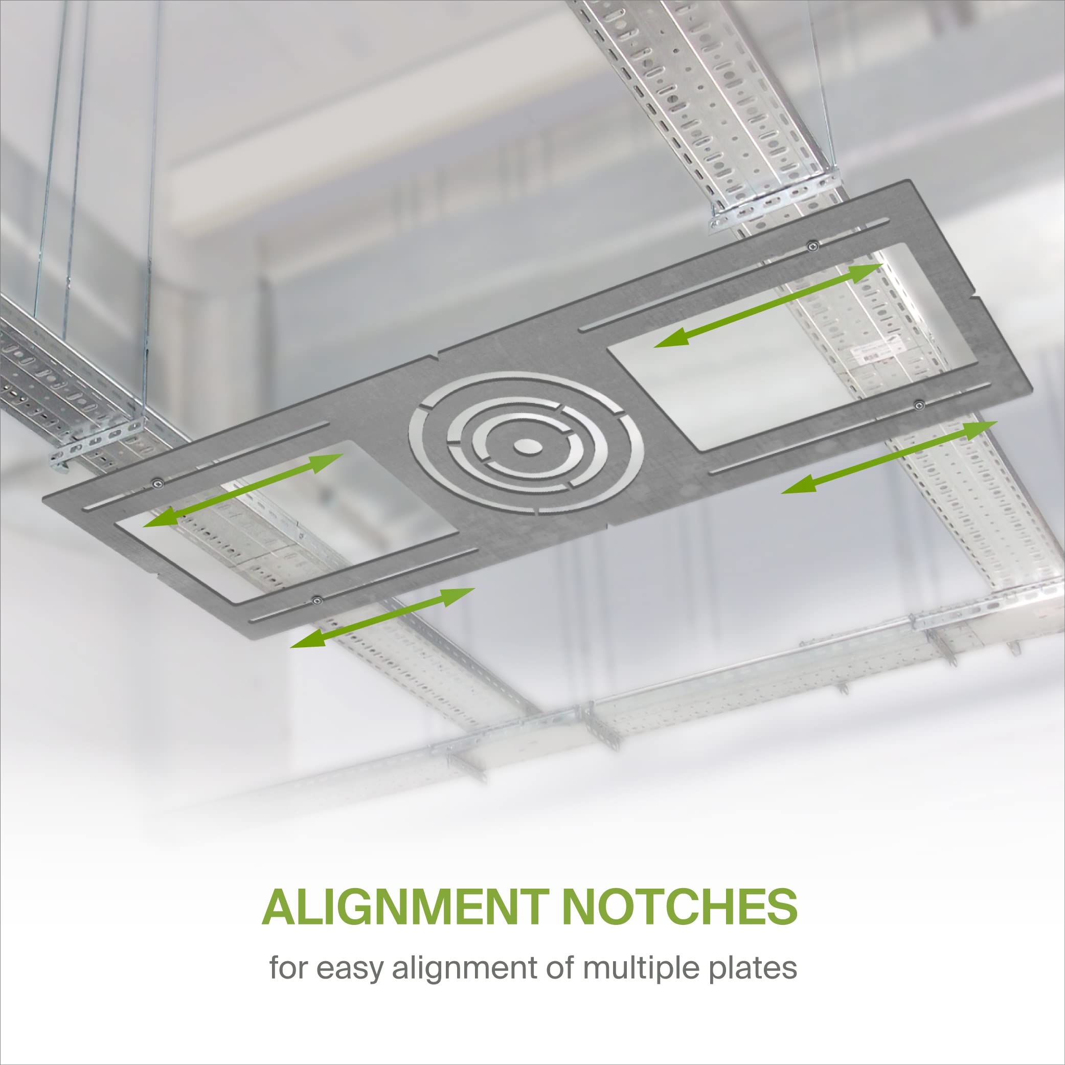 ASD 48 Pack Mounting Plate - Symmetric Round Hole for 3-4-6" Flat Steel Rough-in Wafer Light Bracket, Model A-MPLR-346-FS(