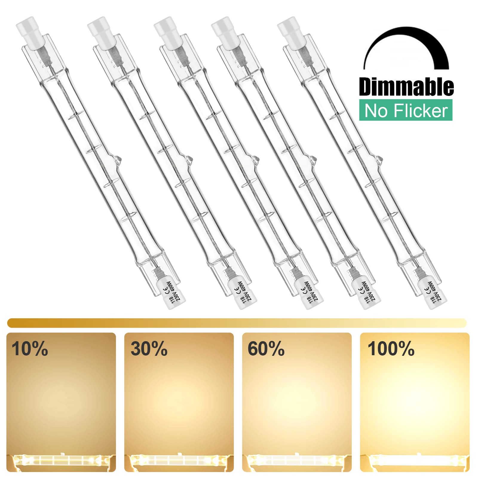 Jaenmsa R7S Bulbs,5 Pack Halogen Bulbs R7S T3 78Mm 150W 120Vj Type 120 Volt Halogen Light Bulb With Long Lifespan, 3 Inch Long D