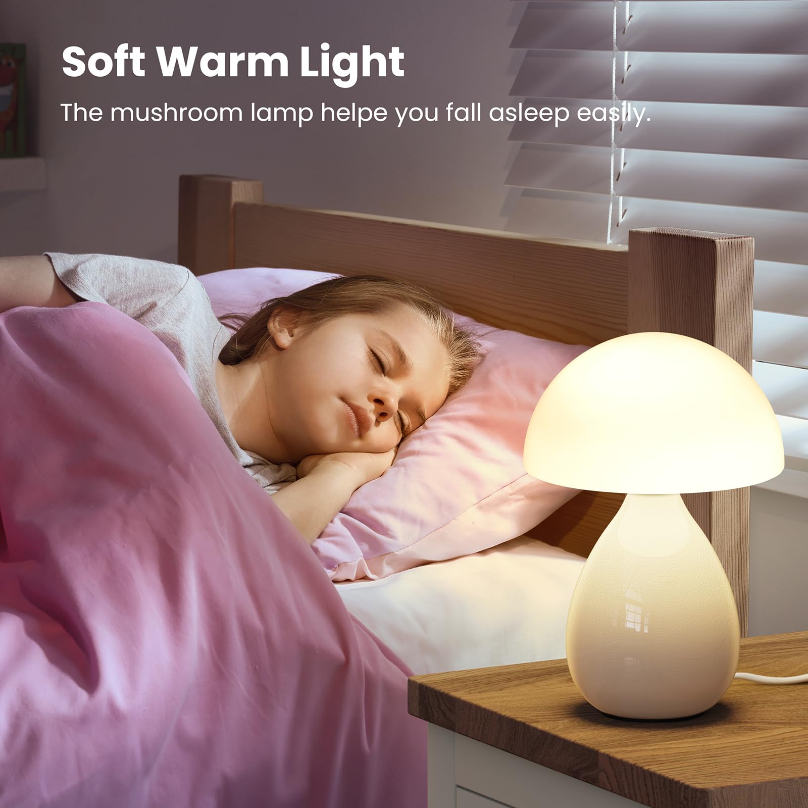Vanbolon Mushroom Lamp Small Vintage Table Light, Mini Modern Lamp Bedside Nightstand Light, Small Light Dimmable For Bedroom, L