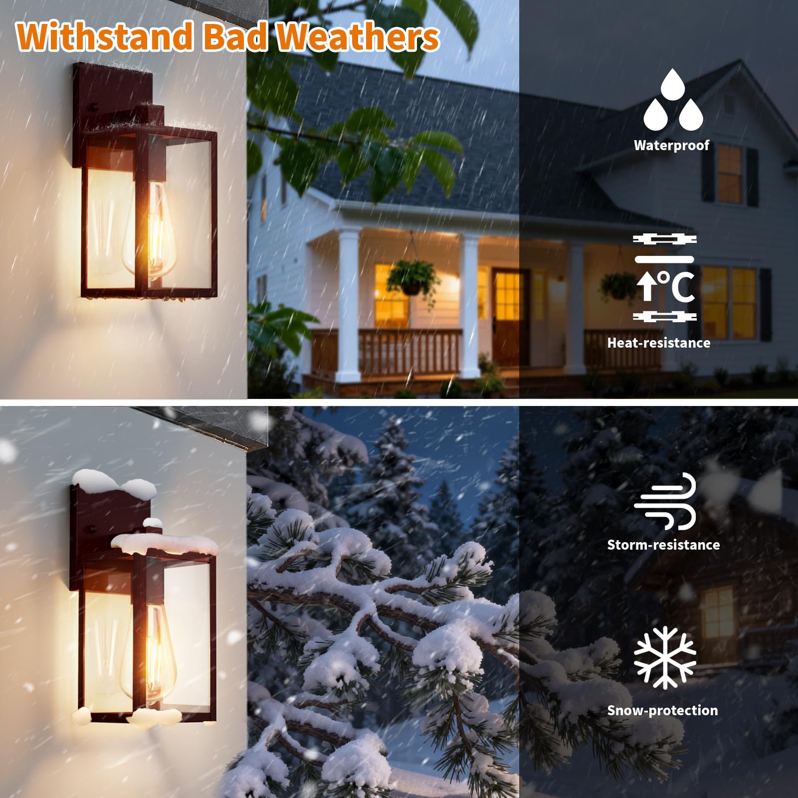 Fnyuslet 2 Pack Oil Rubbed Bronze Exterior Lighting Fixtures Wall Mount  Outside Front Porch Lights For House  Outdoor Lantern Lamp  Waterproof Wall Sconce Lights  Coach Light For Garage Entryway