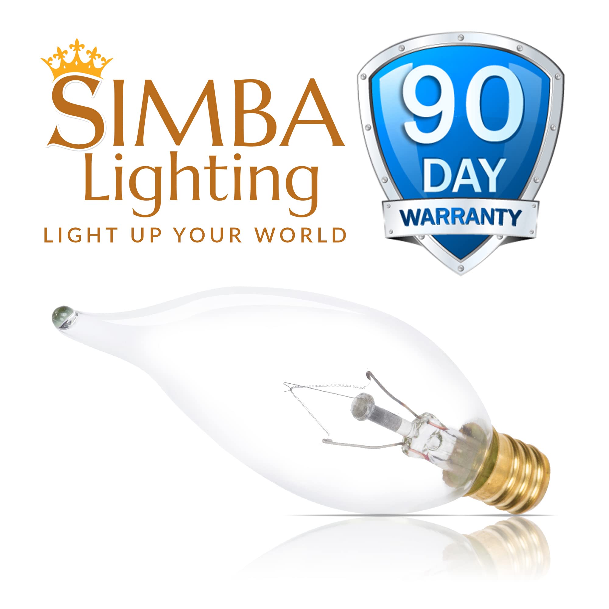 Simba Lighting Candelabra Flame Tip Clear Ca10 25W E12 Base (12 Pack) Decorative Incandescent Light Bulbs 120V For Chandeliers, Ceiling Fan Lights, Pendants, Wall Sconces, Dimmable, Warm White 2700K