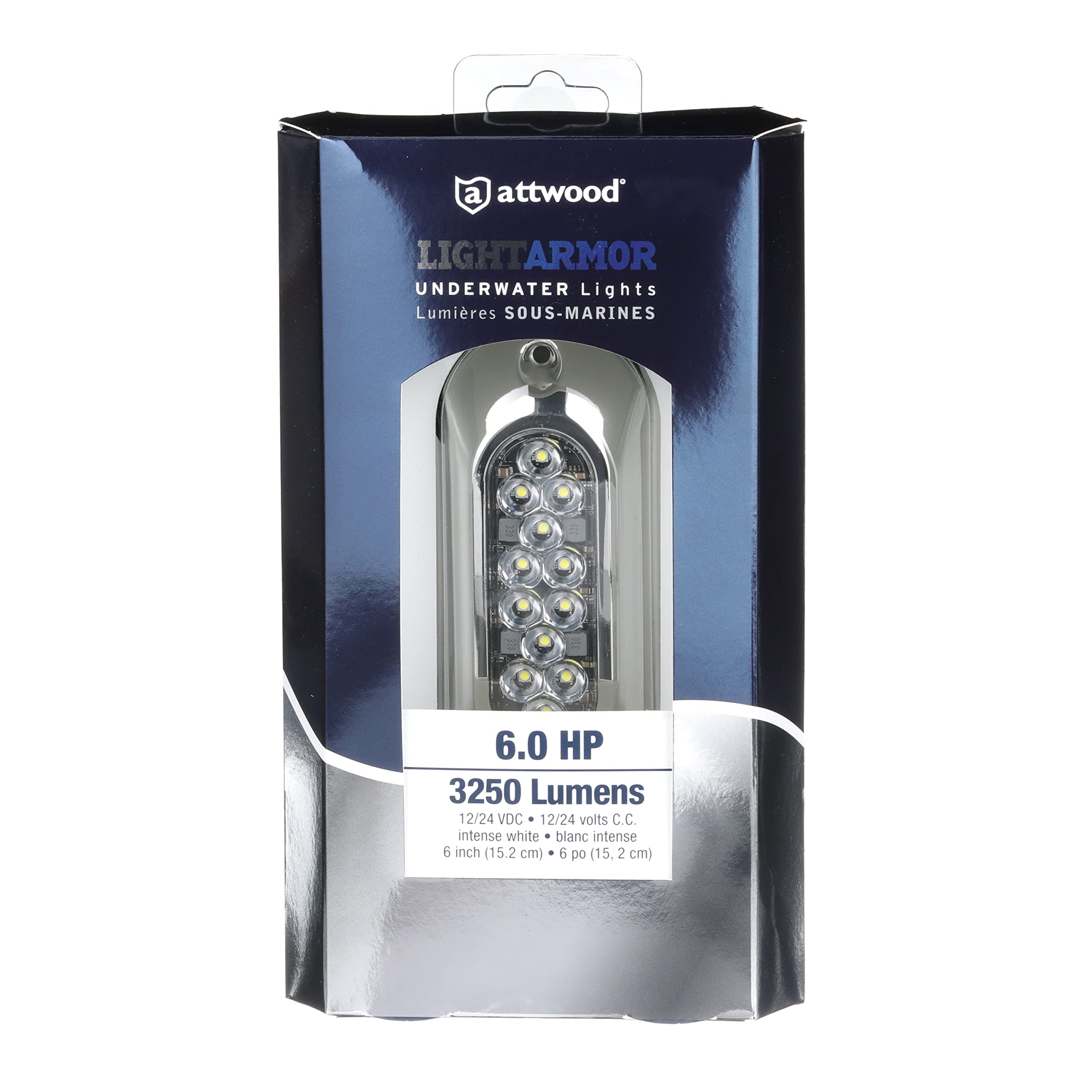 Attwood 65UW12W-7 Underwater LED Light, Stainless Steel Bezel, Intense White, One Size