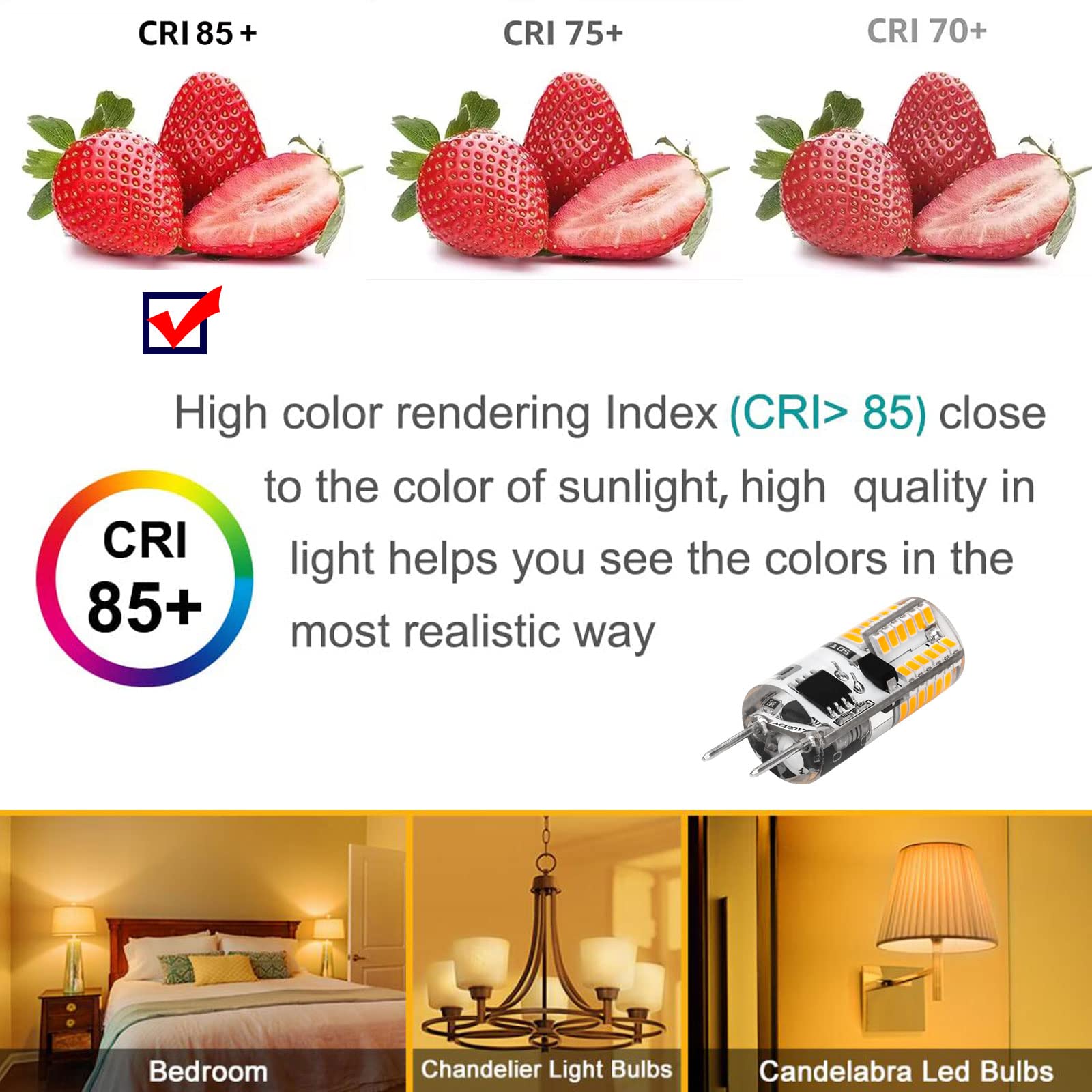 KAPATA Dimmable G8 LED Bulb 2W Warm White 10 Pack Bi-Pin Base T4 JCD Type for Under Cabinet Lighting