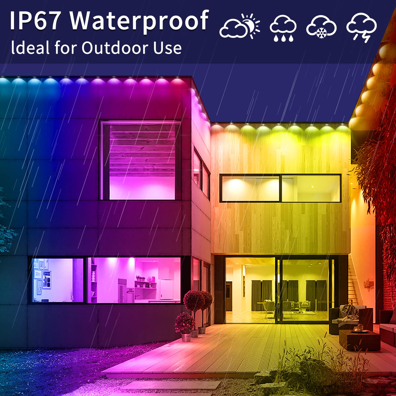 Yocrostar 300Ft Permanent Outdoor Lights,Rgb Eaves Lights With App Control Remote,Diy Ip67 Waterproof Under Eave Lighting,Outsid